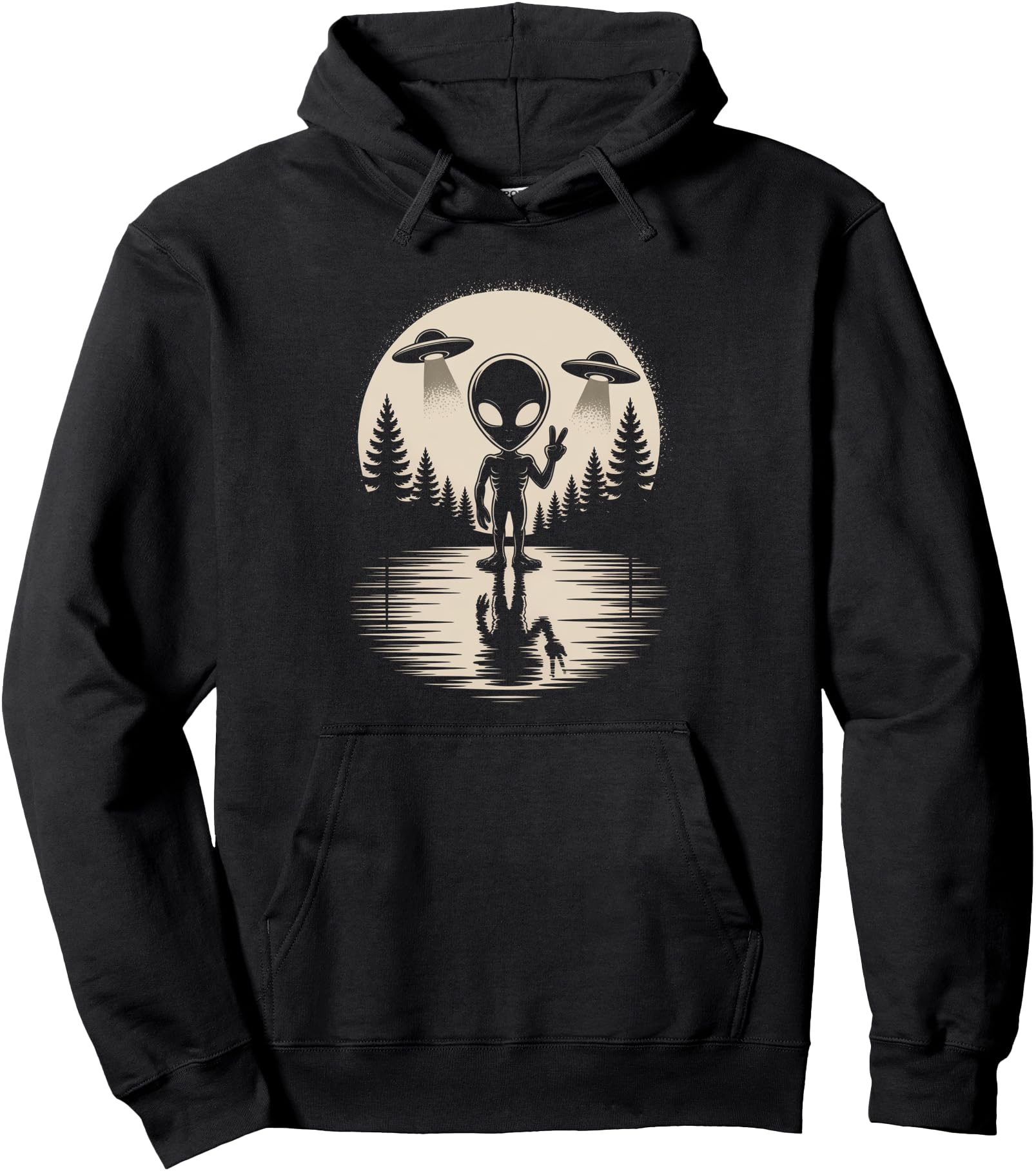 Alien Moon Space UFO Extraterrestrial Vintage Pullover Hoodie