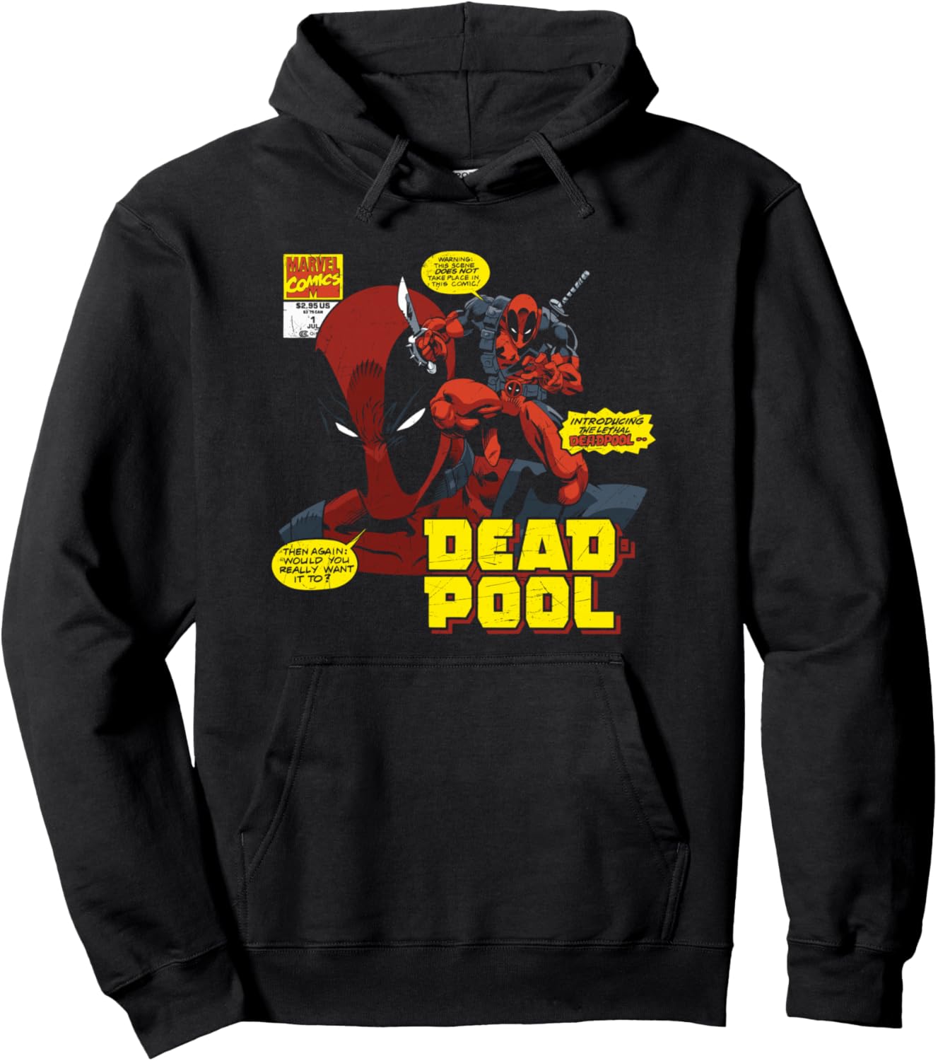 Marvel Deadpool Comic Art Black Pullover Hoodie