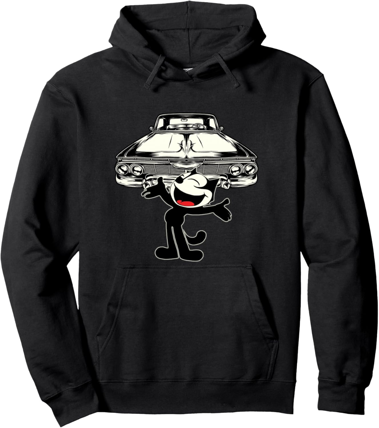 Felix Cat Cartoon Giant Lowrider Car Club Design Mashup Pullover Hoodie