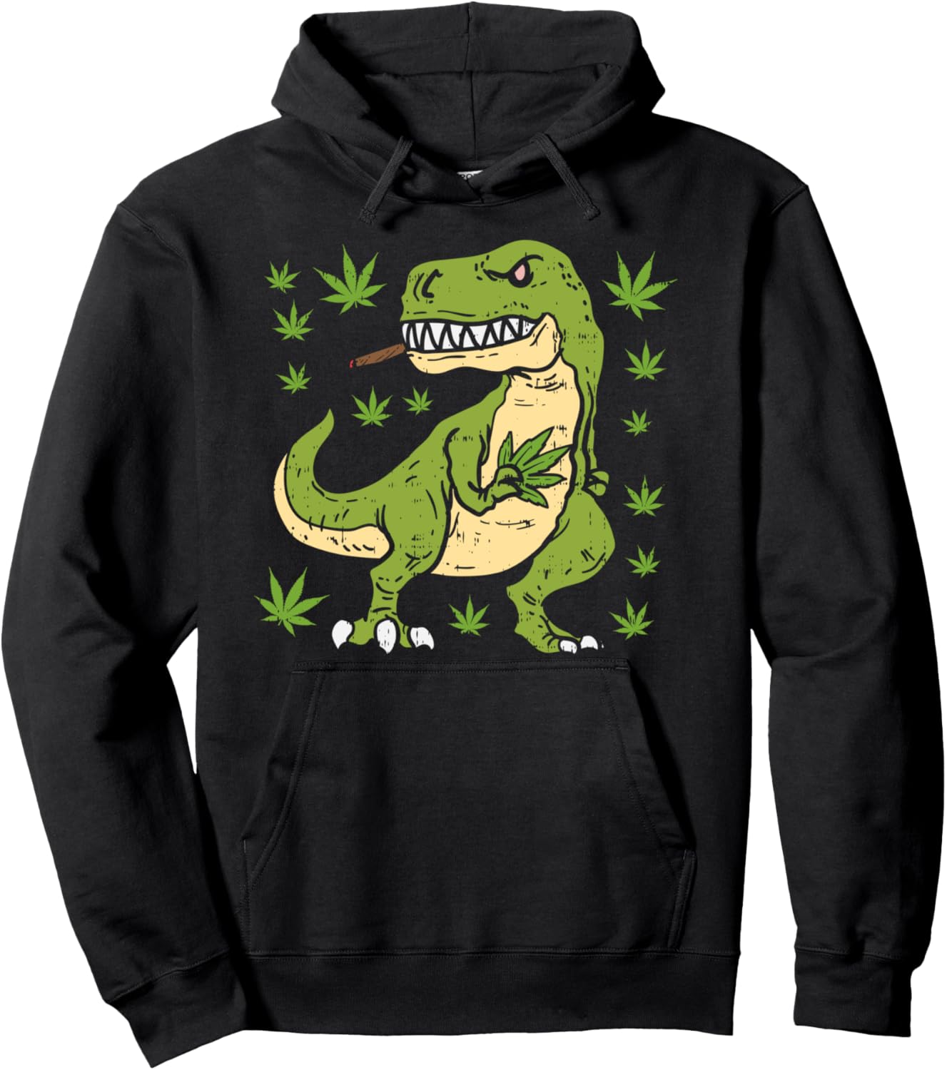 Trex Dinosaur Smoking Weed Cannabis 420 Blunt Stoner Gift Pullover Hoodie