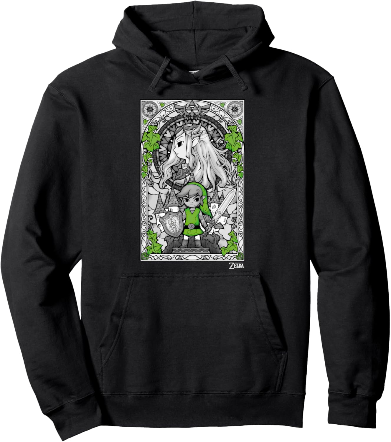 Nintendo Zelda Link Nouveau Stained Glass Graphic Hoodie Pullover Hoodie