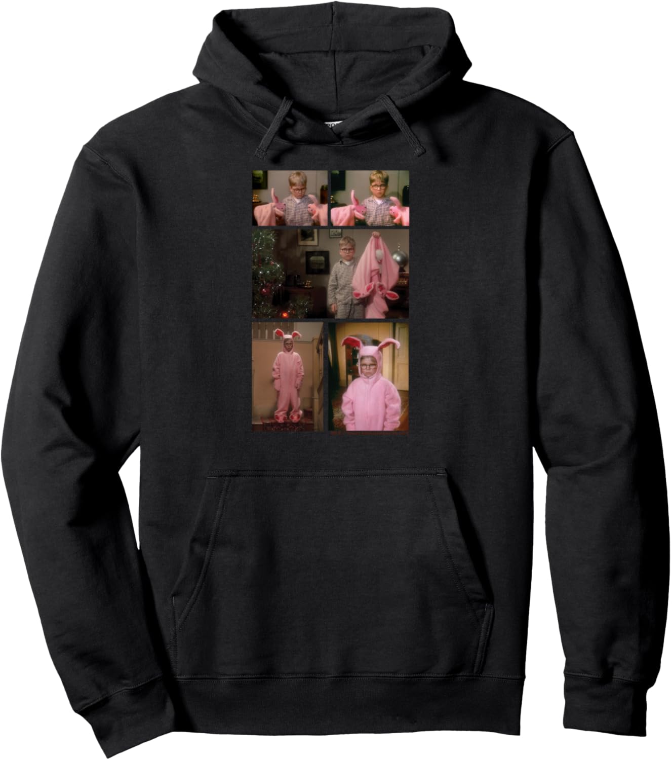 A Christmas Story Ralphie Bunny Suit Photo Collage Holiday Pullover Hoodie