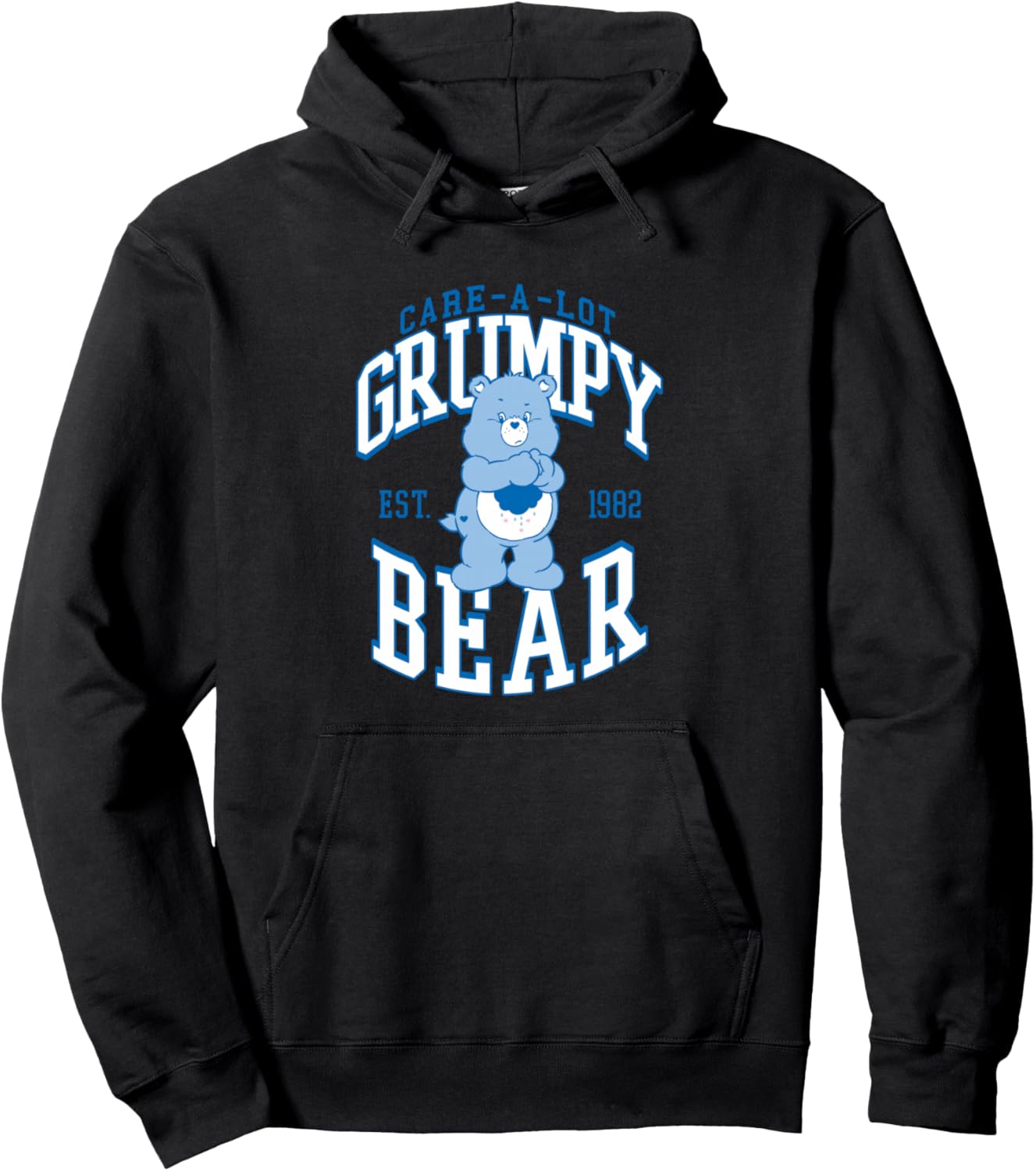 Care Bears Grumpy Bear 1982 Collegiate Letters Cartoon Pullover Hoodie