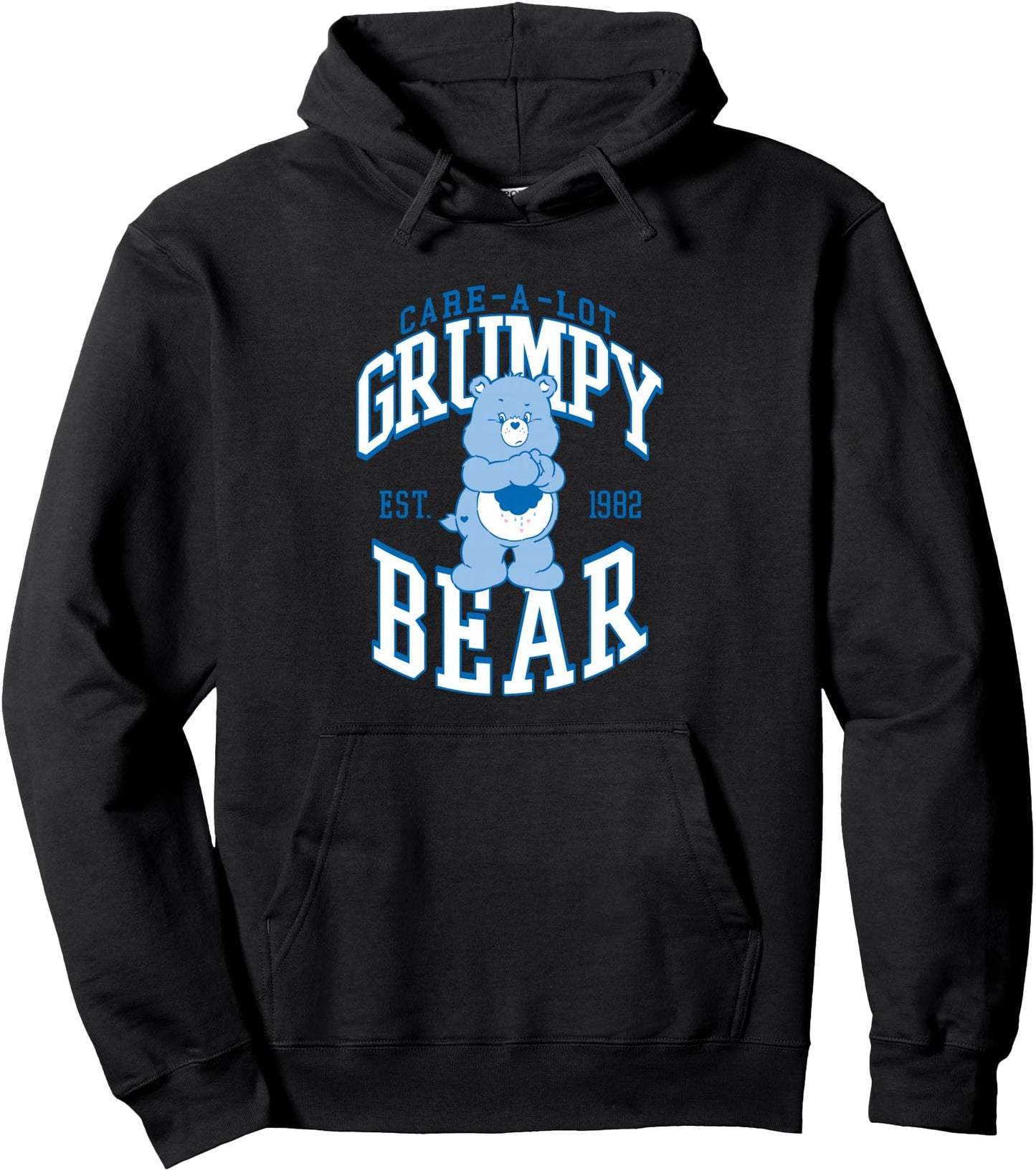 Care Bears Grumpy Bear 1982 Collegiate Letters Cartoon Pullover Hoodie