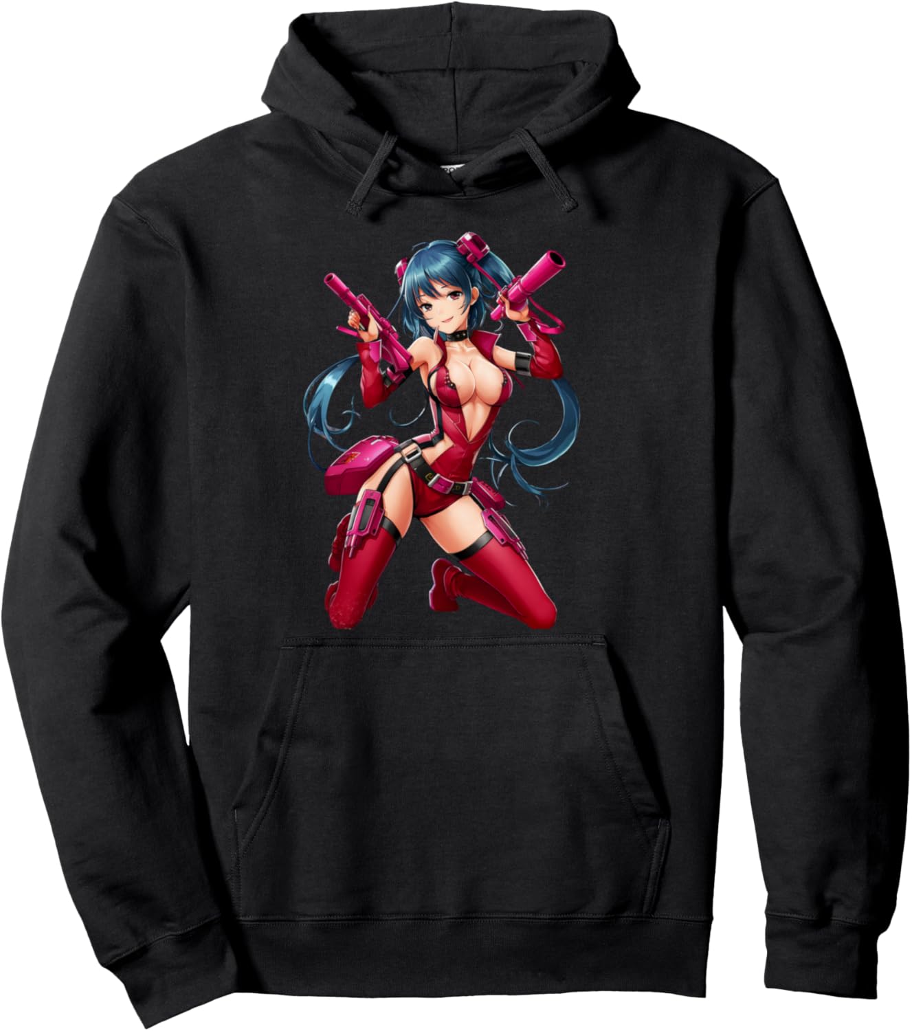 Waifu Sexy Anime Girl Horns Cyberpunk Japanese Manga Cosplay Pullover Hoodie