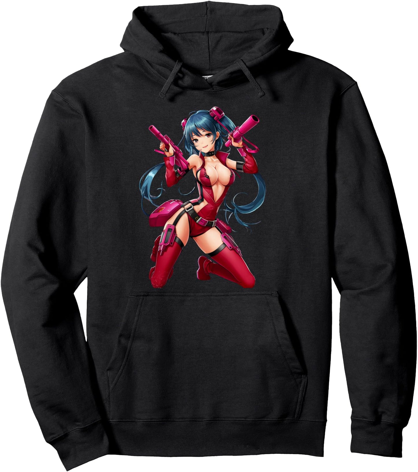 Waifu Sexy Anime Girl Horns Cyberpunk Japanese Manga Cosplay Pullover Hoodie
