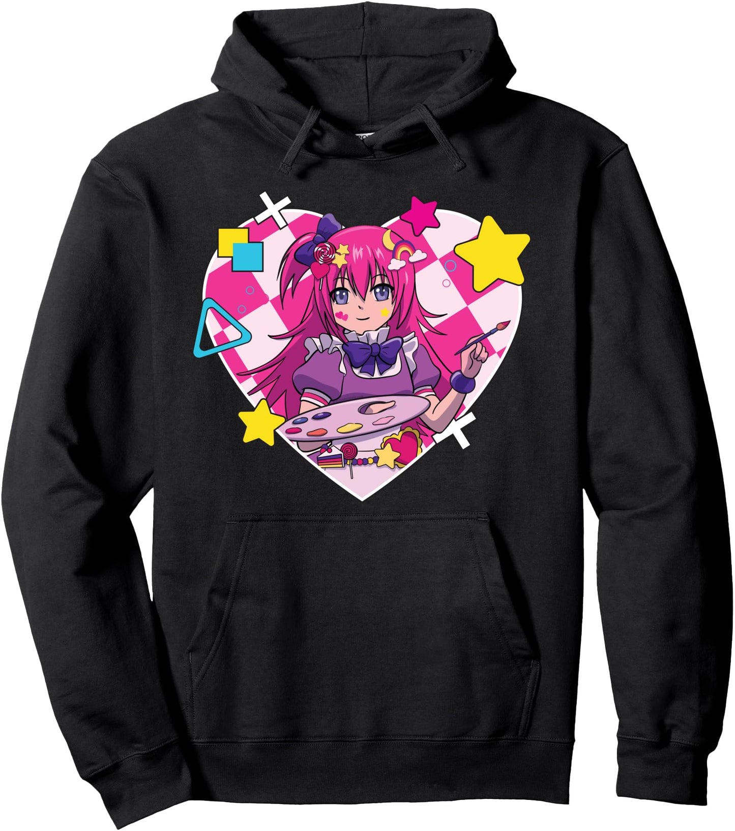 Harajuku Street Fashion Painter Heart Anime Girl Pullover Hoodie