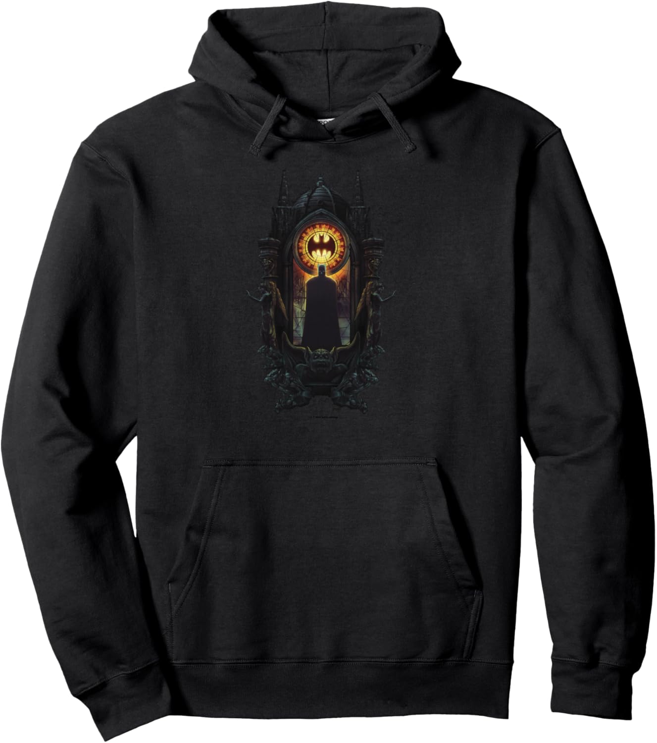 WB100 DC Comics Batman Stained Glass Dark Knight Silhouette Pullover Hoodie