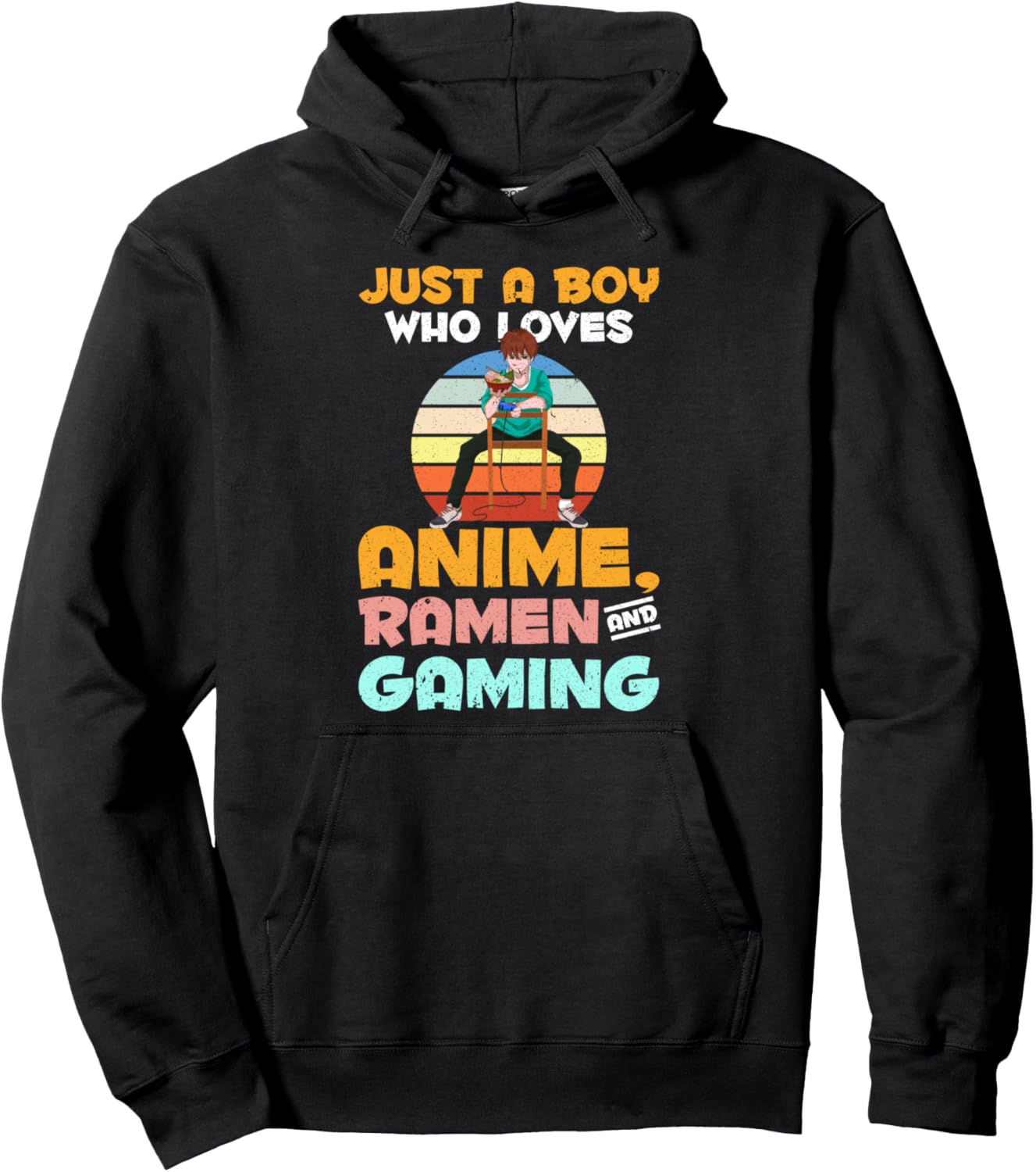 Gaming Japanese Ramen Lover Gamer Boys Otaku Retro Anime Pullover Hoodie
