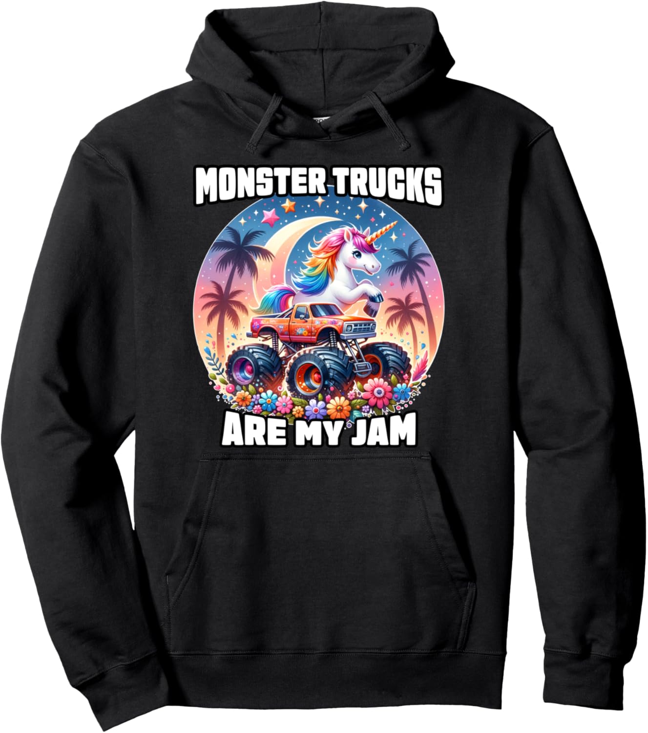 Monster Trucks Are My Jam Unicorn Girls Kids Youth Toddlers Pullover Hoodie