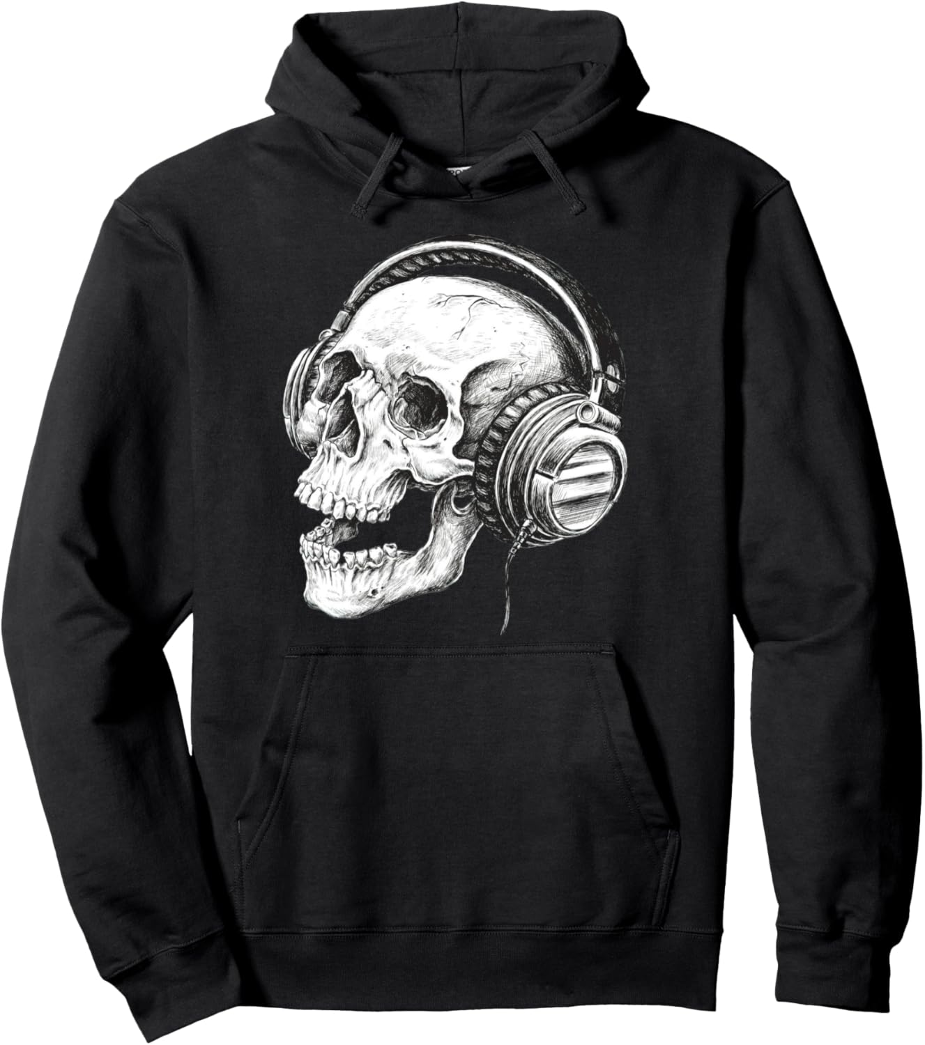 Skeleton DJ Headphones Shirt Spooky Skull Musician Halloween Pullover Hoodie