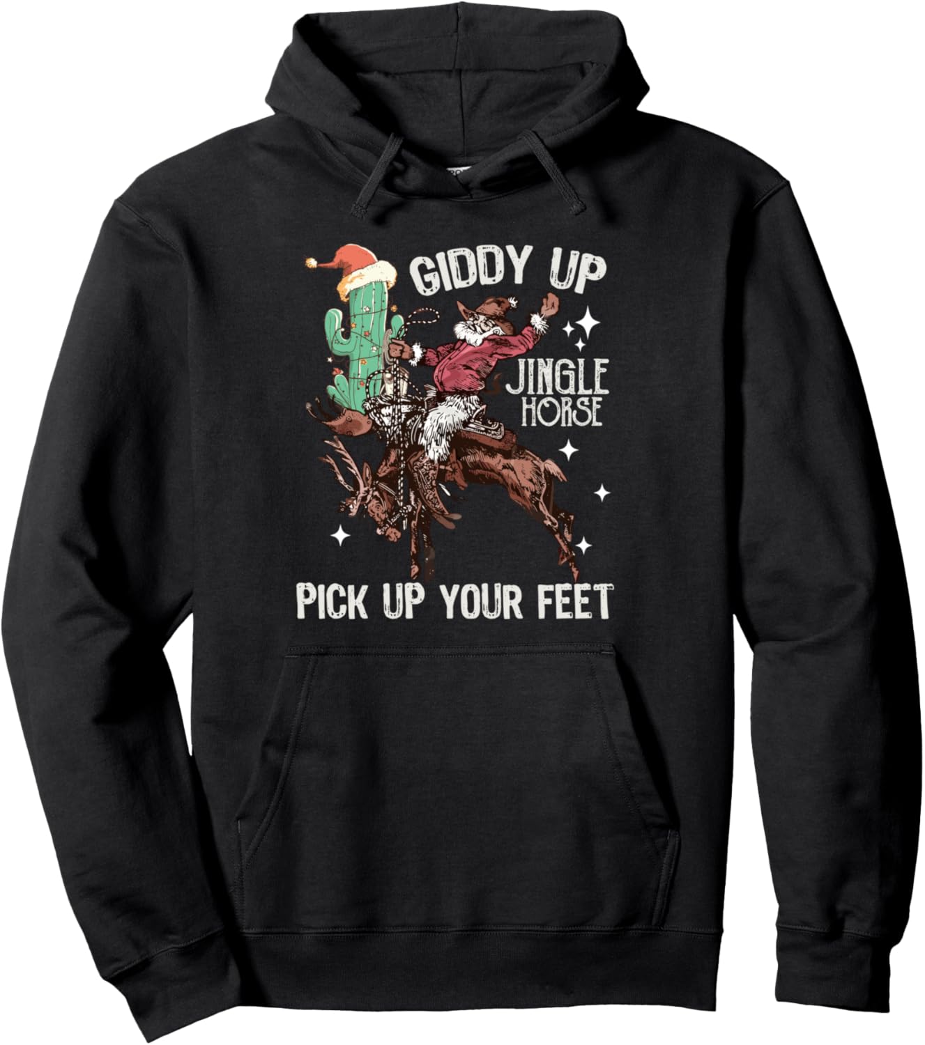 Giddy-Up Jingle Horse Pick Up Your Feet, Howdy Country Xmas Pullover Hoodie