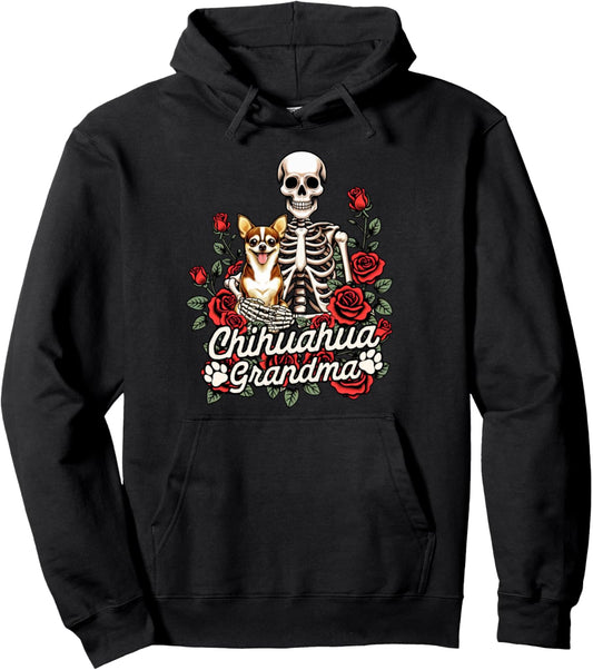 Chihuahua Mom Skeleton Dog Mom Dog Owner Chihuahua Grandma Pullover Hoodie
