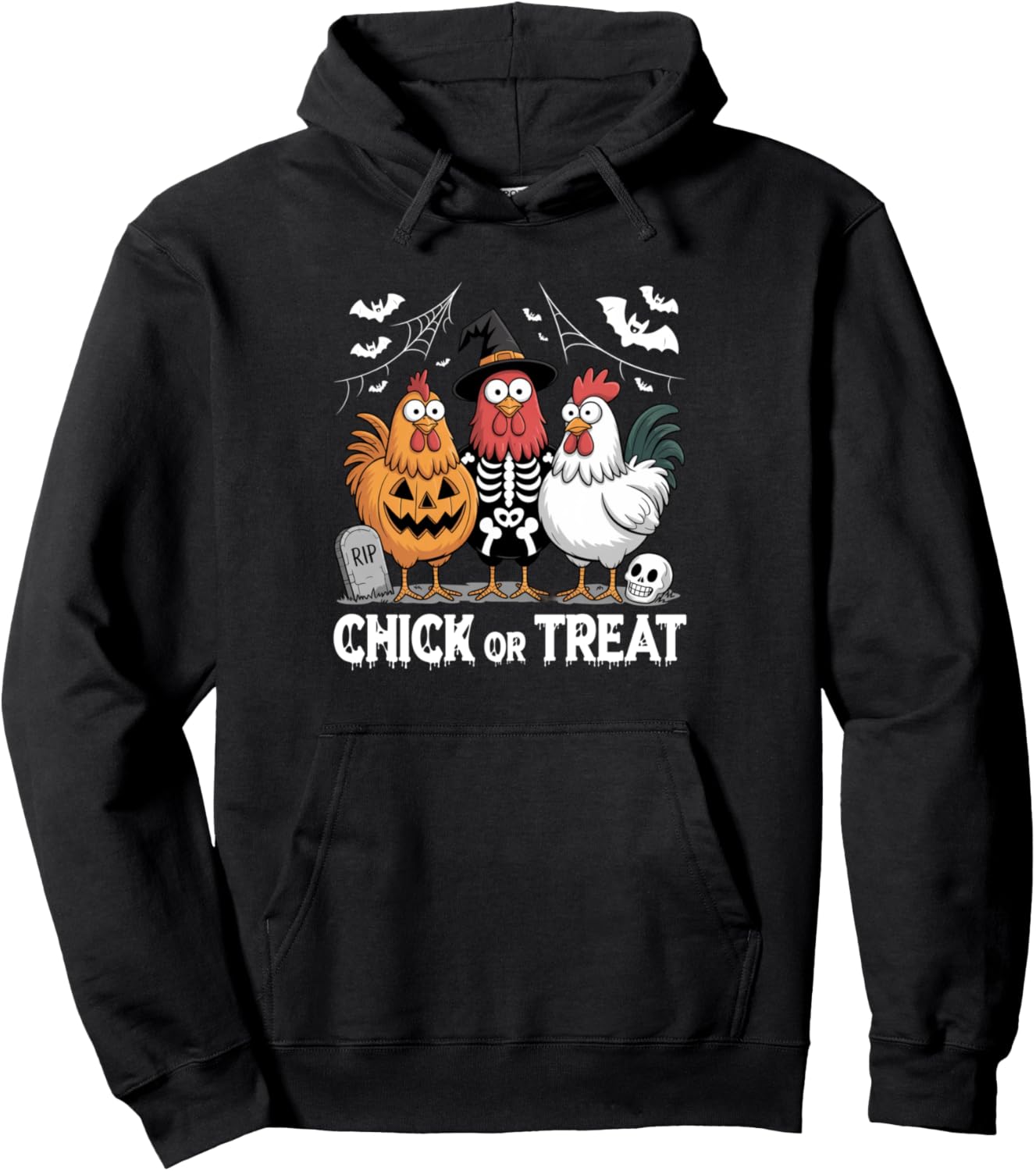 Chick Or Treat Spooky Chicken Halloween Spooky Season Kids Pullover Hoodie