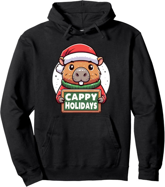 Cappy Holidays Christmas Capybara Pullover Hoodie