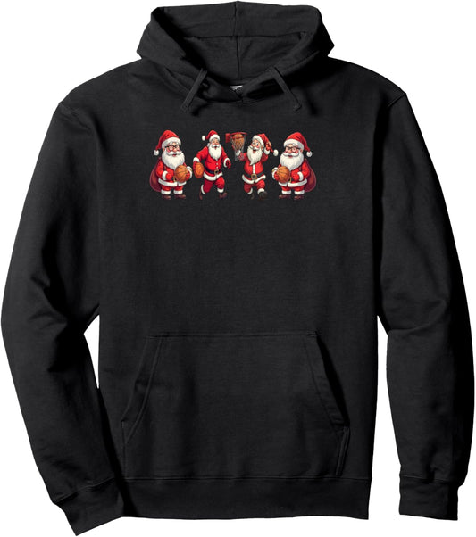 Christmas Basketball Xmas Santa Cluas Playing Basketball Pullover Hoodie