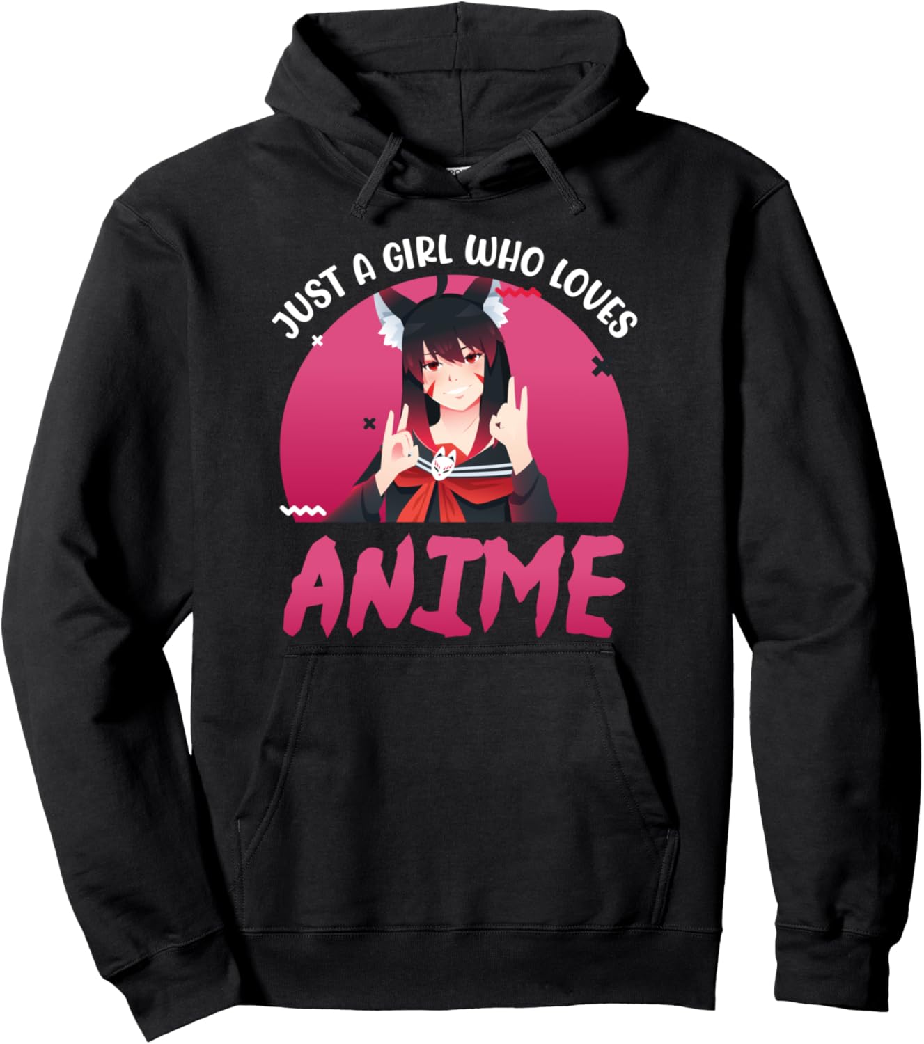 Cute Anime Girls Shirt | Kitsune Fox Girl Who Loves Anime Pullover Hoodie