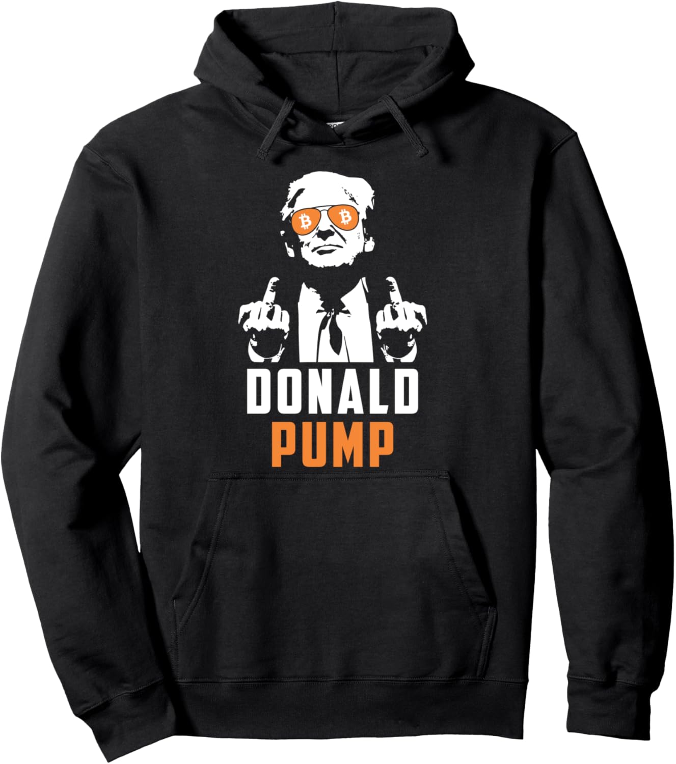 Donald Pump Bitcoin Funny Trump 2024 Crypto American Flag Pullover Hoodie