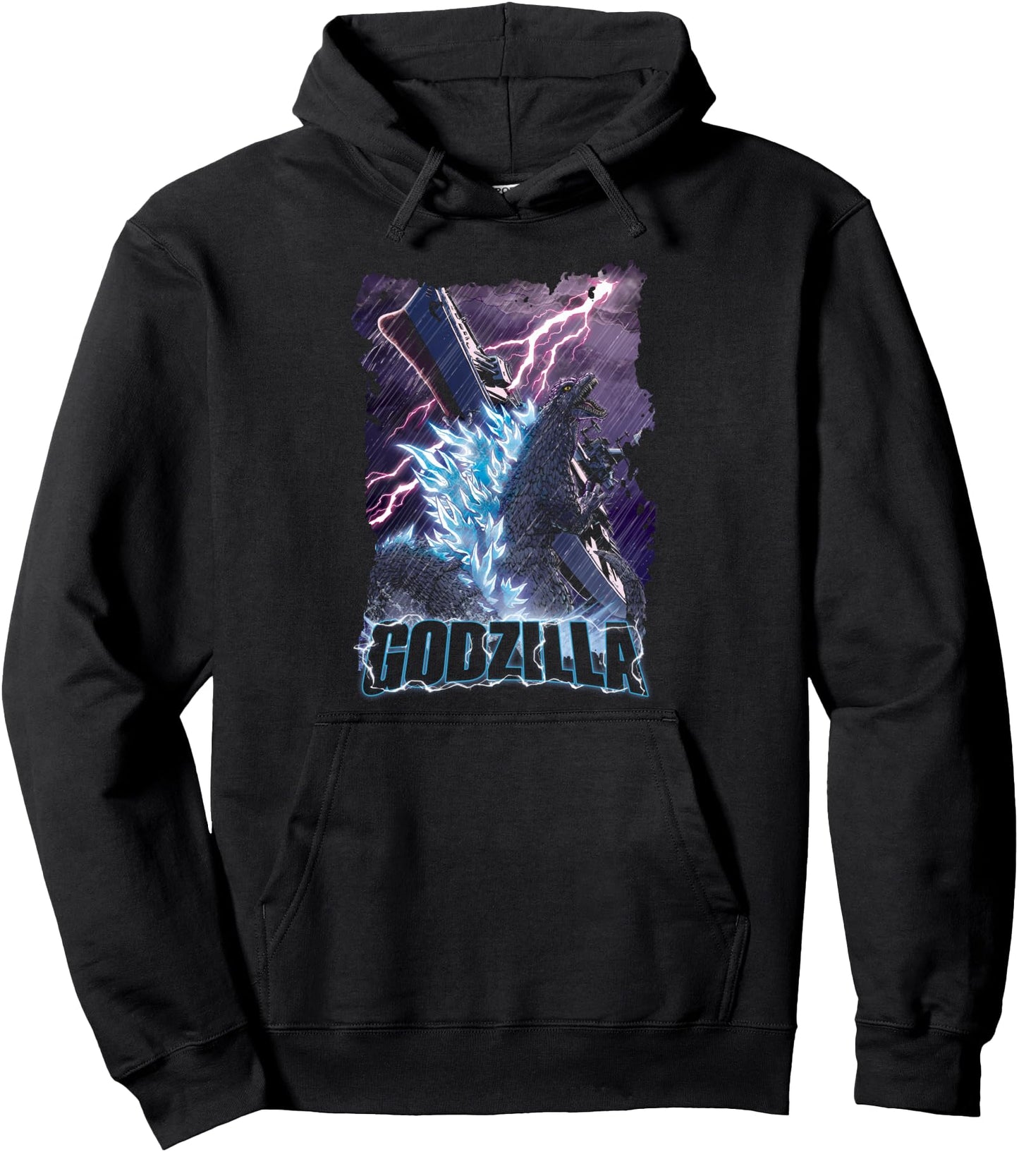 Godzilla Attack Ship Storm Purple Lightning Pullover Hoodie