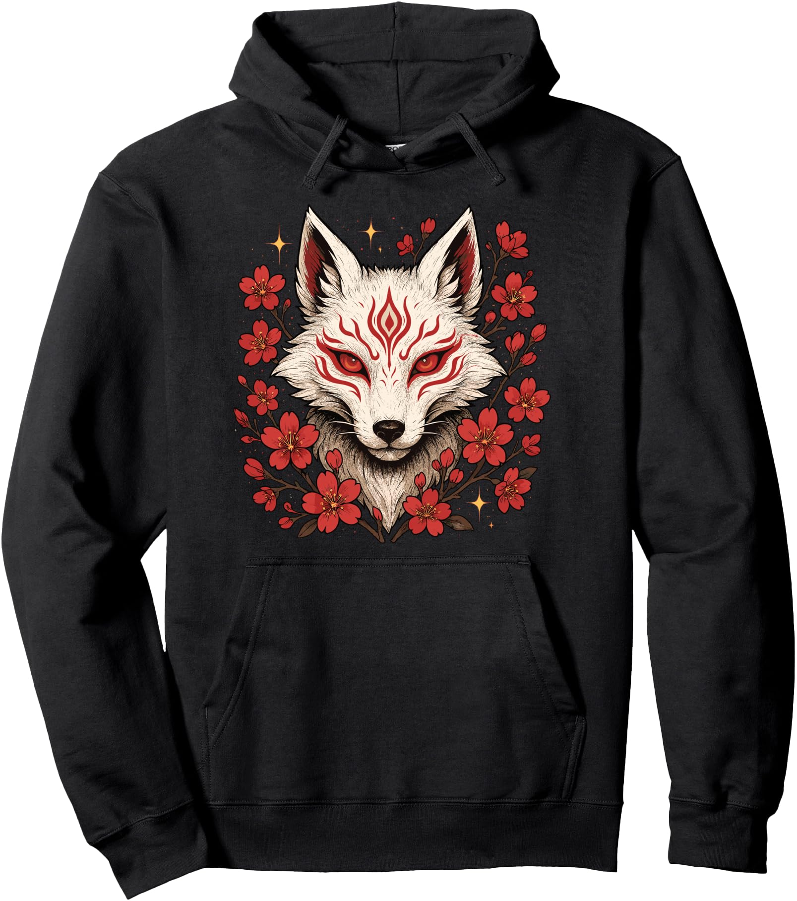 Kitsune Fox, Japanese Art, Anime & Kawaii, Flower Pullover Hoodie
