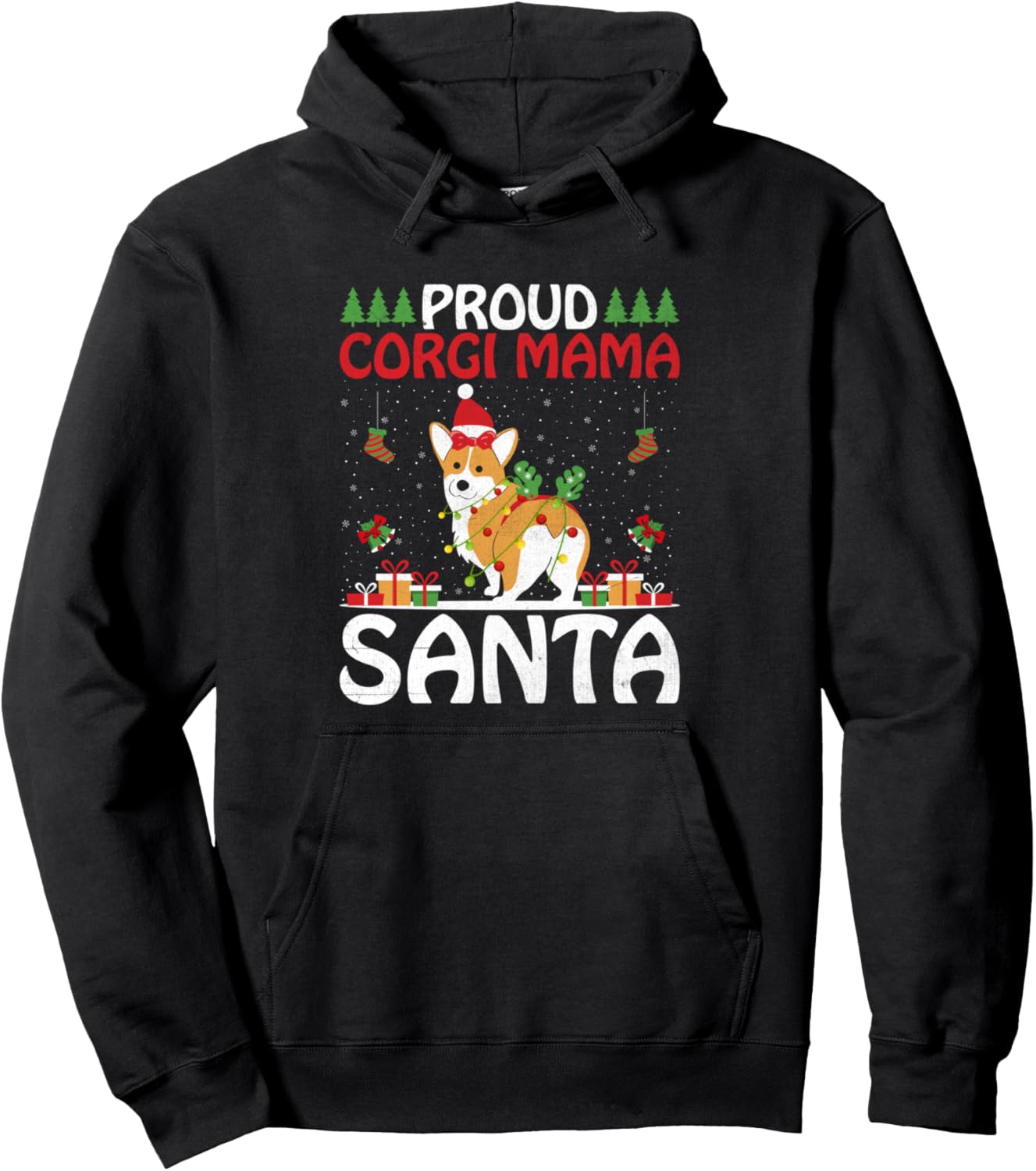 Christmas Corgi Mom Dog Breed Owner Rescuer Fur Mama Pullover Hoodie
