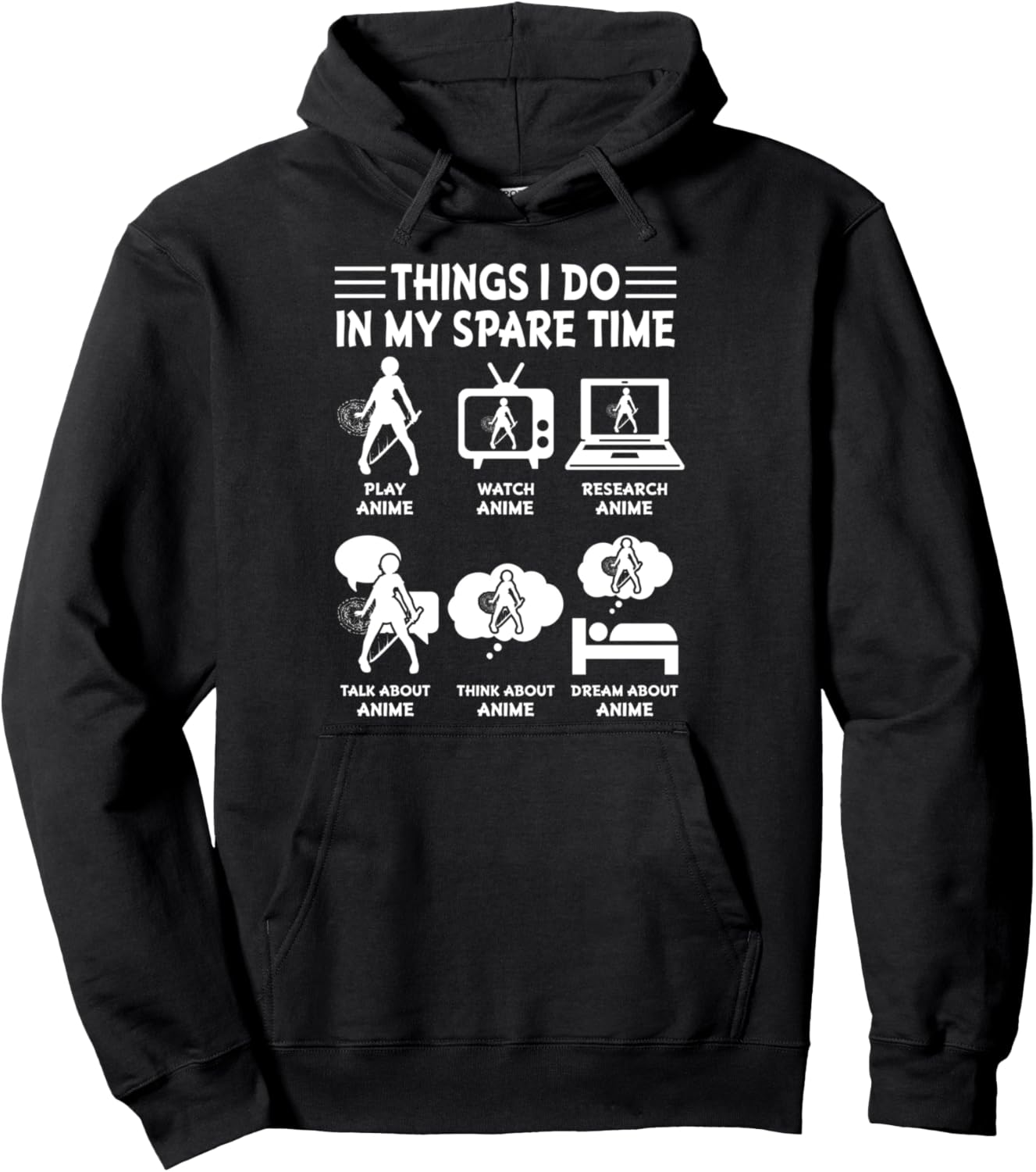 Things I Do in My Spare Time Play Watch Research Anime Merch Pullover Hoodie