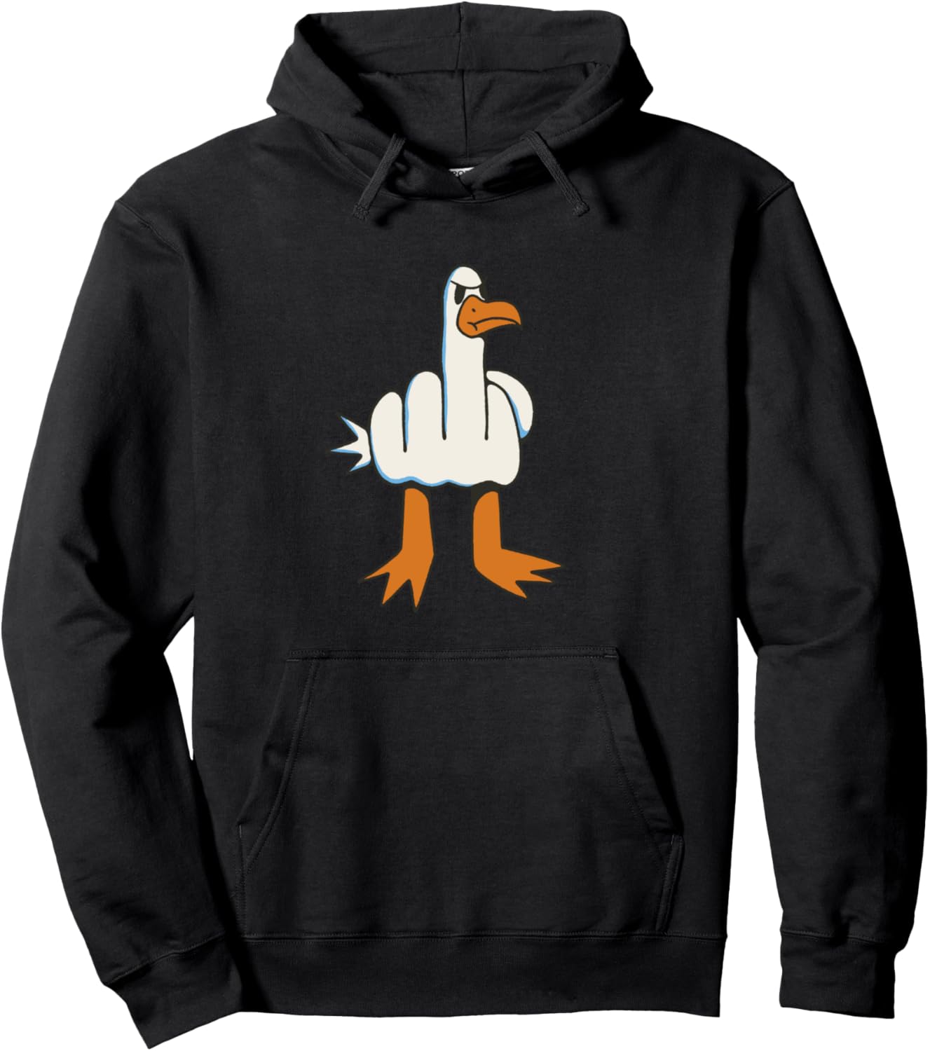 Funny Comic Style Seagull Middle Finger Gift Pullover Hoodie