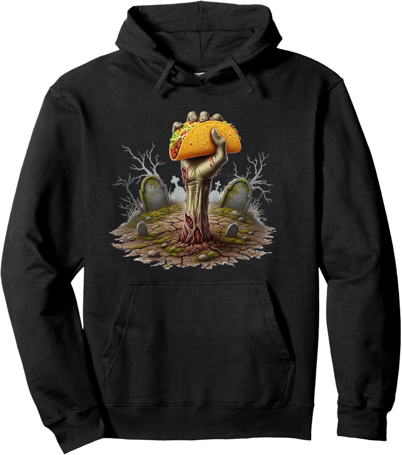 Zombies Hand Holding a Taco Pullover Hoodie
