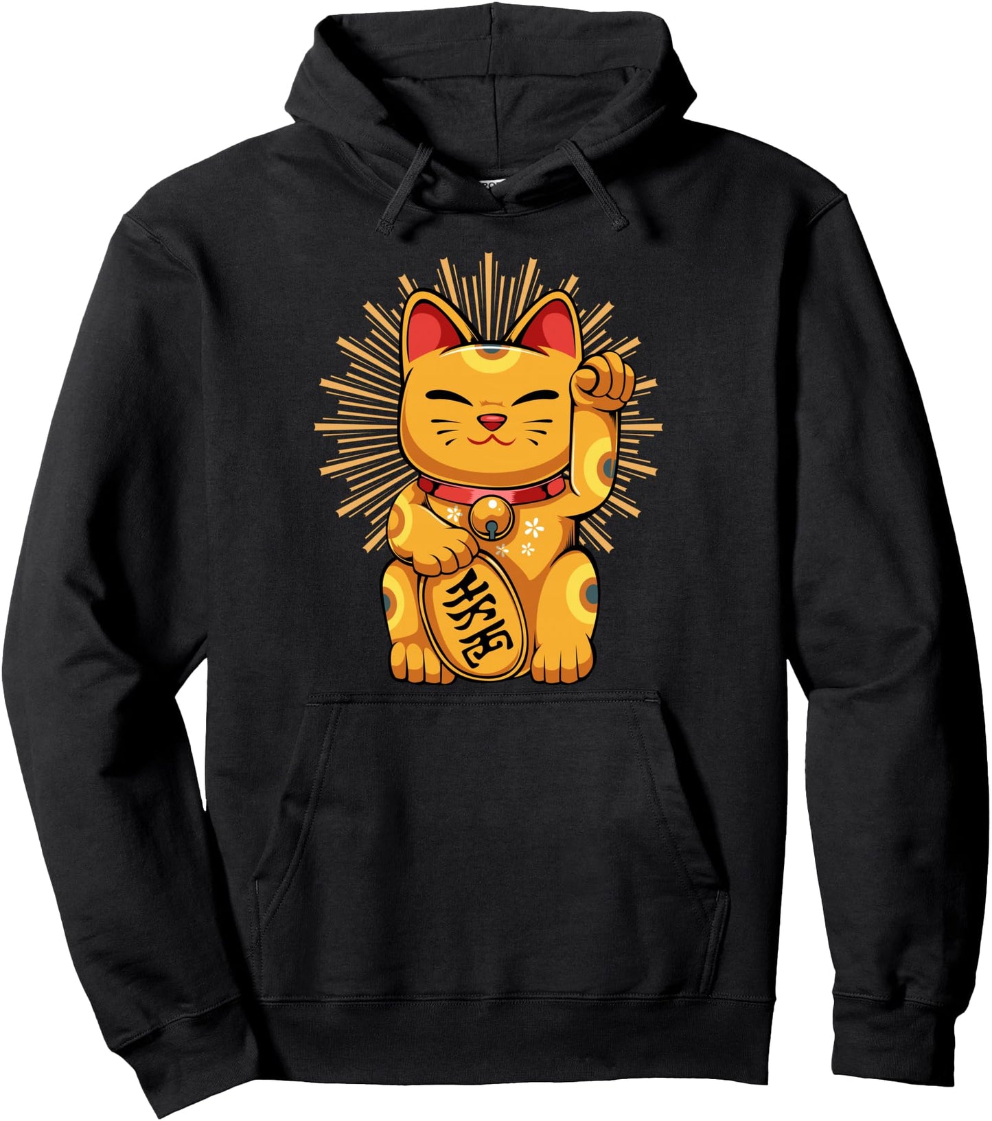 Maneki Neko Japanese Lucky Cat Kawaii Koban Feng Shui Pullover Hoodie