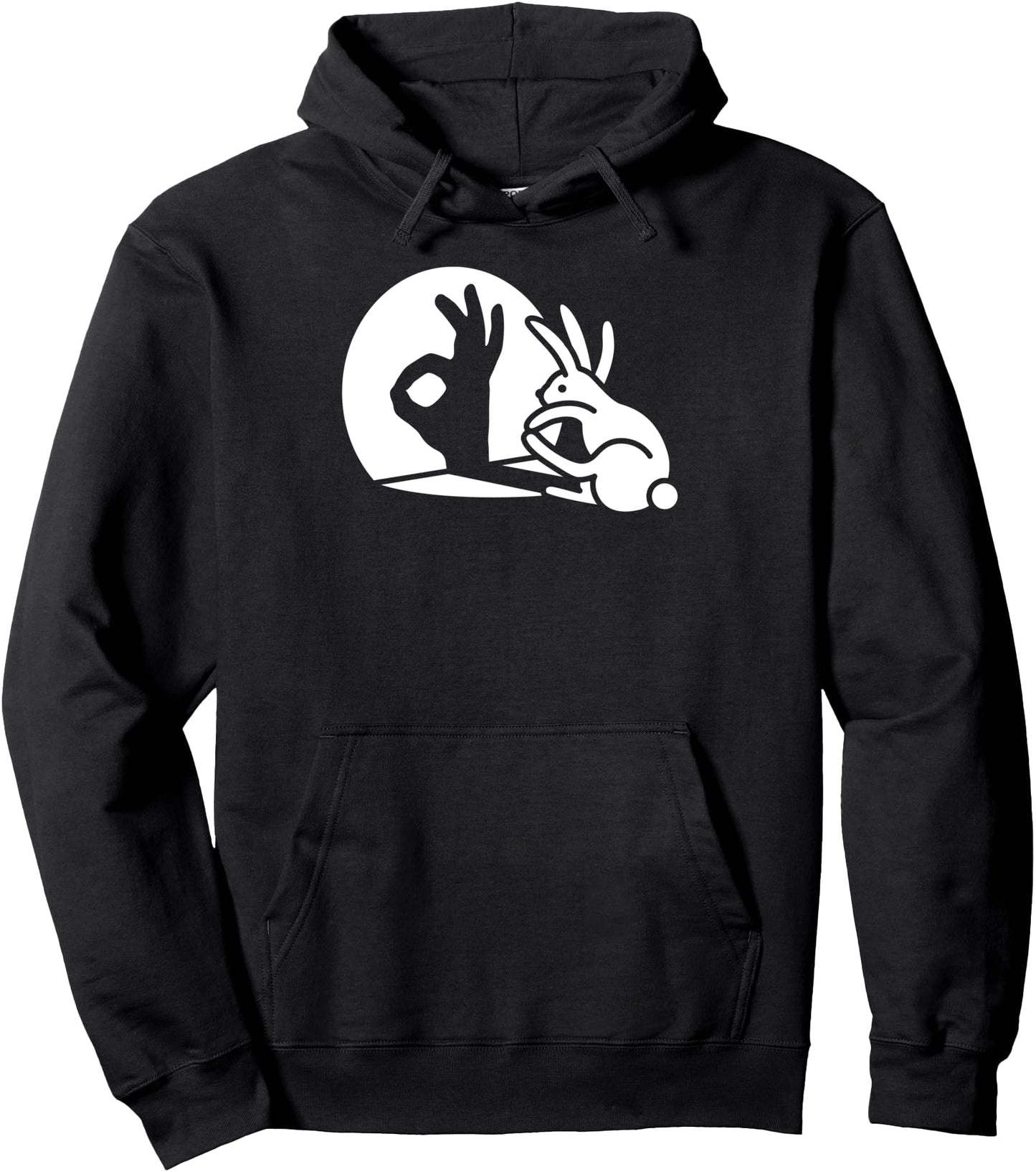 Bunny rabbit OK okay shadow hand gesture sign circle game Pullover Hoodie