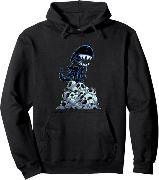 Aliens Xenomorph In Skull Mountain Big Chest Chibi Poster Pullover Hoodie