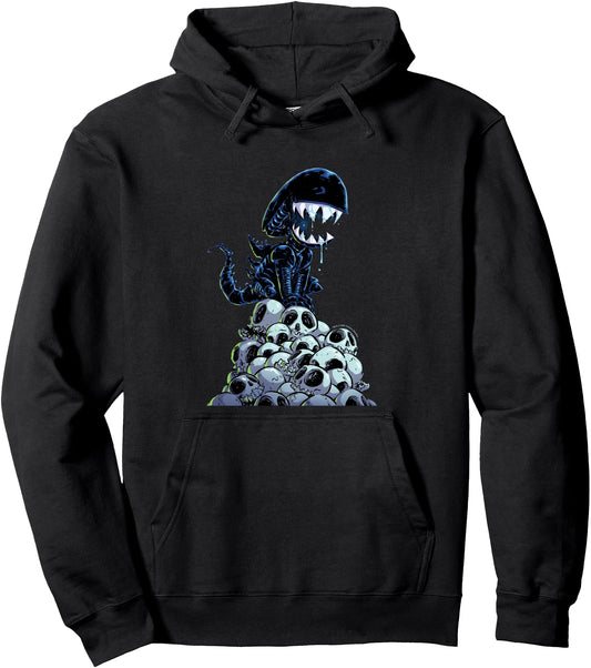Aliens Xenomorph In Skull Mountain Big Chest Chibi Poster Pullover Hoodie