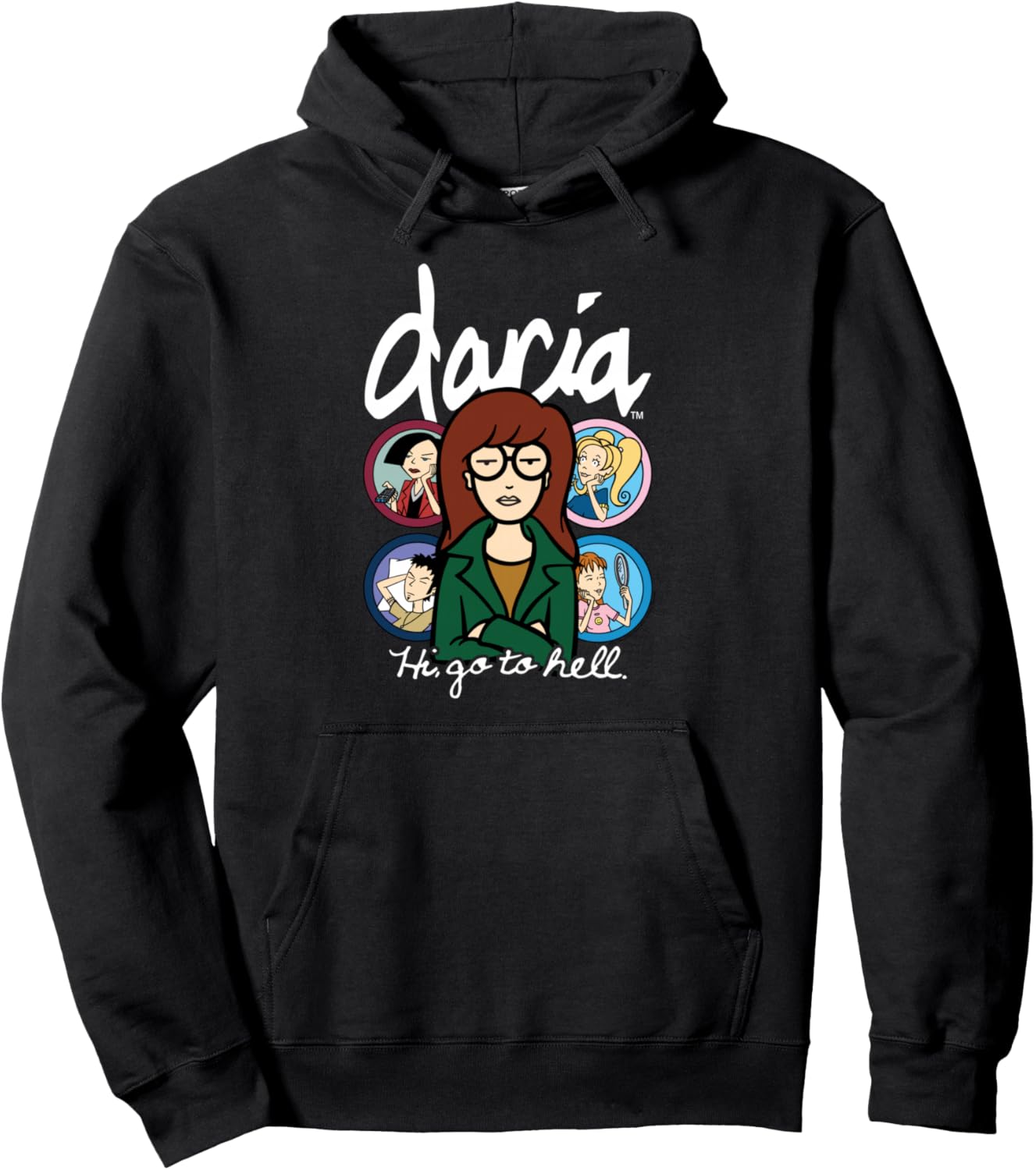 Daria Portrait with Character Bubbles Retro Cartoon Pullover Hoodie