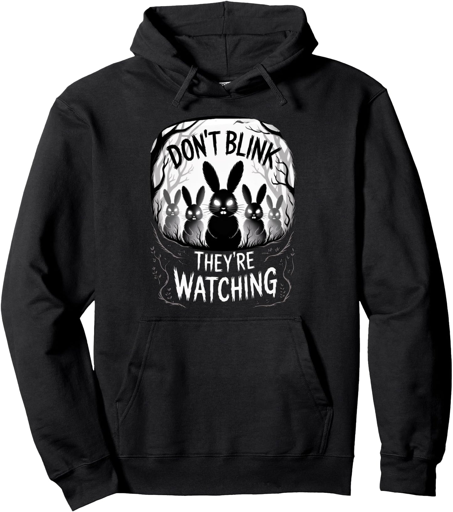 Bunny Horror Creepy Forest Watching Halloween Rabbit Pullover Hoodie