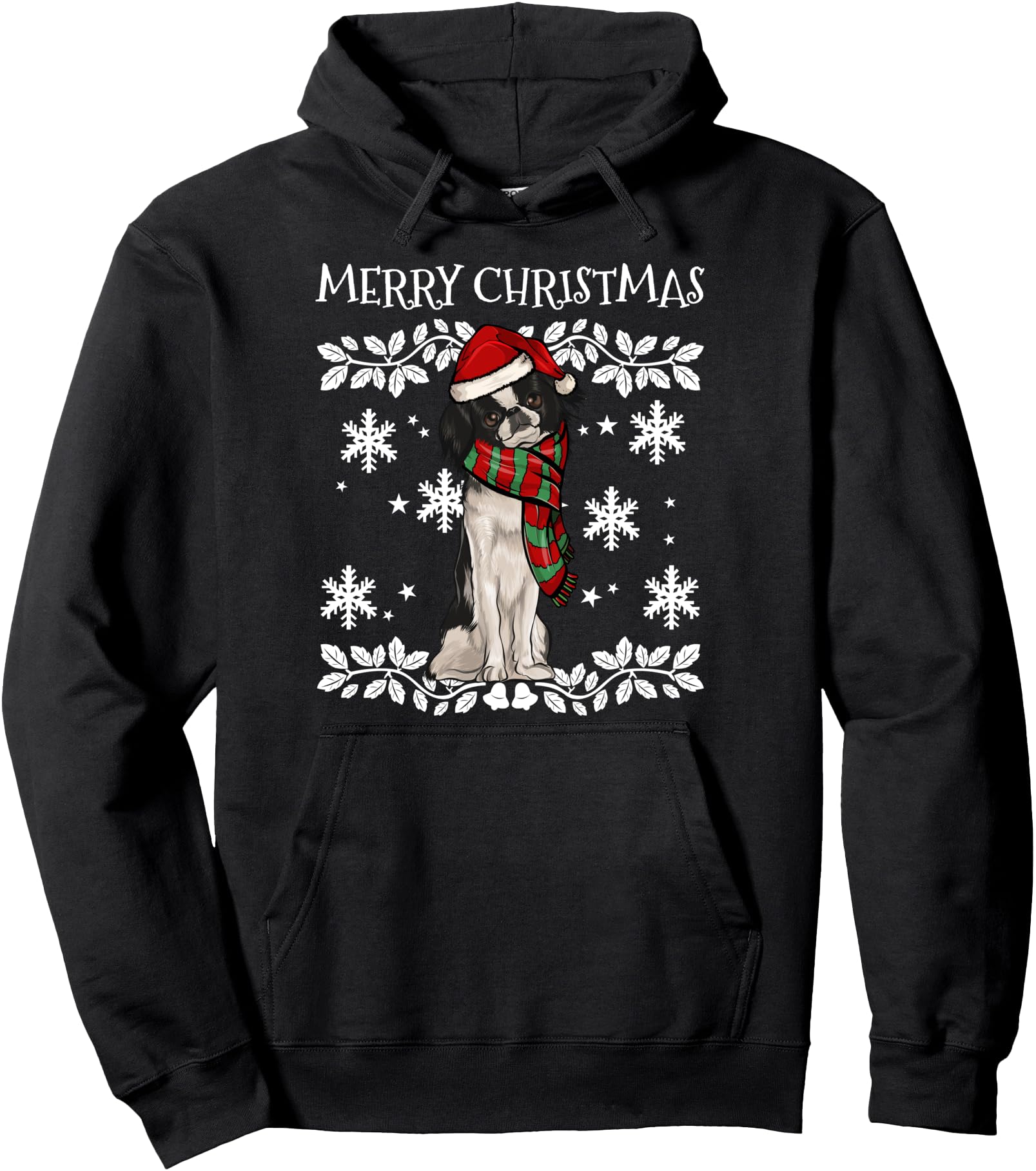 Merry Christmas Ornament Japanese Chin Xmas Santa Pullover Hoodie
