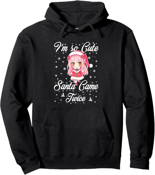 Chibi Christmas Reindeer I'm So Good Santa Came Twice Xmas Pullover Hoodie