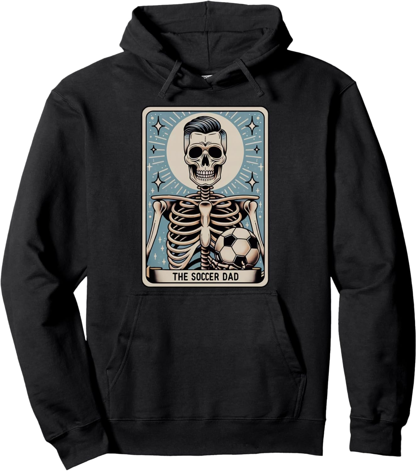 Funny Skeleton Soccer Dad Tarot Card Halloween Sport Lover Pullover Hoodie