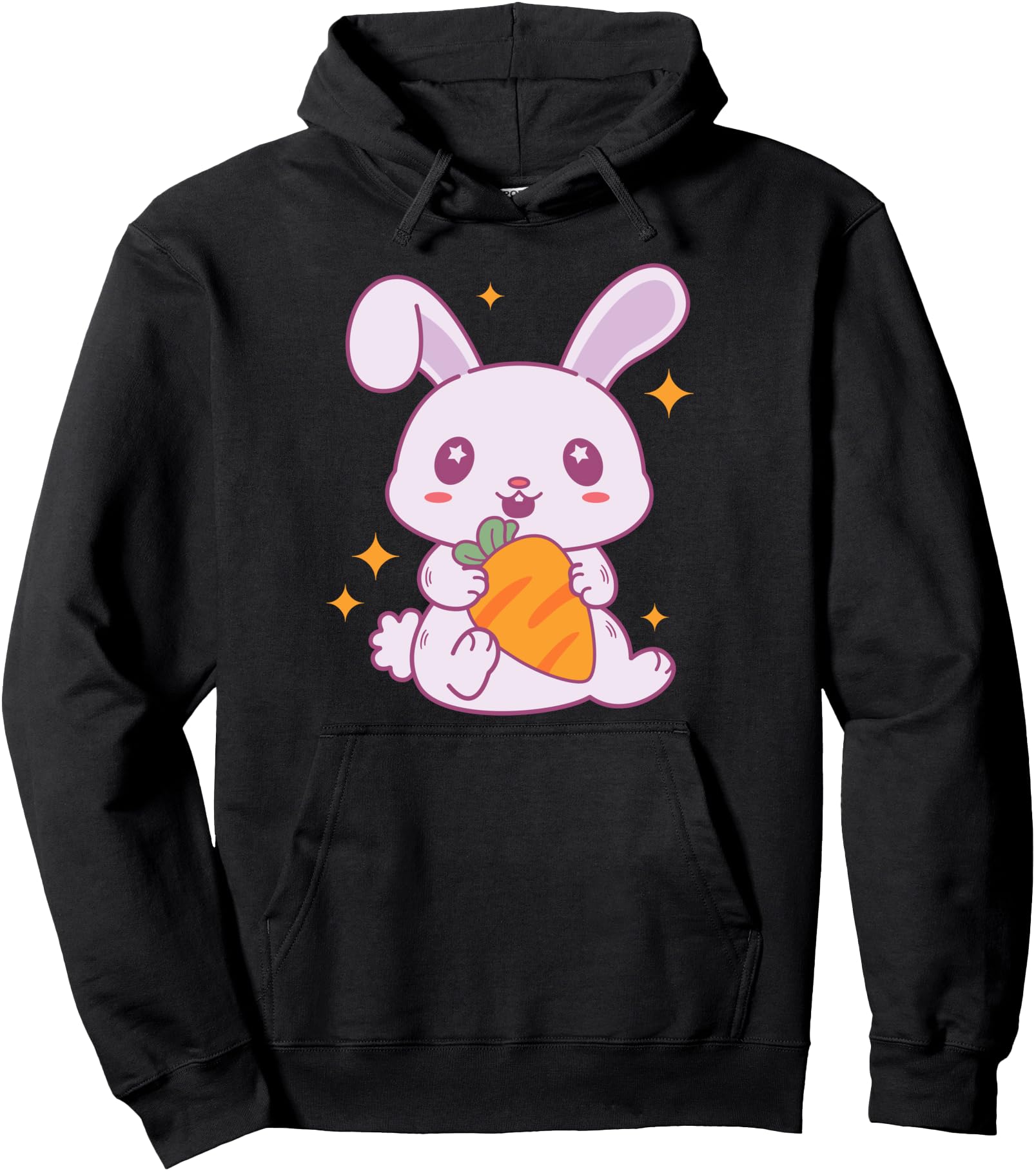 Cute Kawaii Bunny Embrace A Big Carrot Anime Japanese Pullover Hoodie