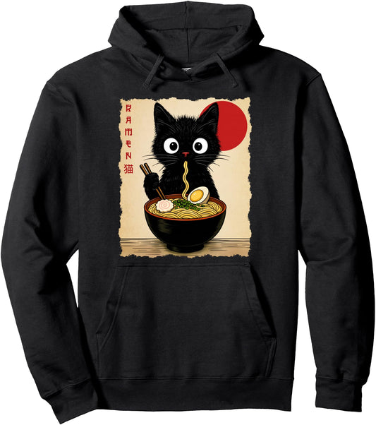 Cat Ramen Japanese Funny Kawaii Cat Graphic Mens Gifts Anime Pullover Hoodie