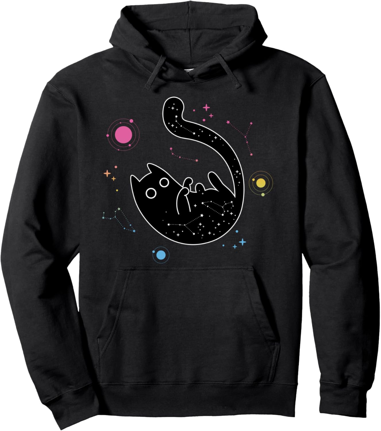 Pansexual Cat Galaxy Space LGBT Gay Pan Pride Flag, LGBTQ Pullover Hoodie