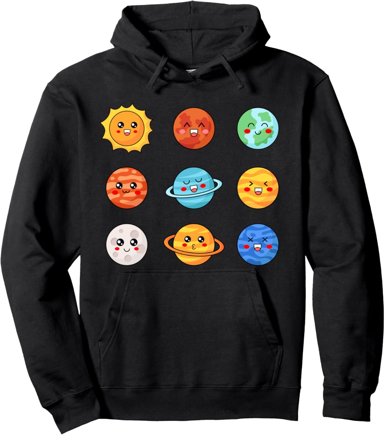 Kawaii Solar System Space Cute Planets STEM Anime Astronomy Pullover Hoodie