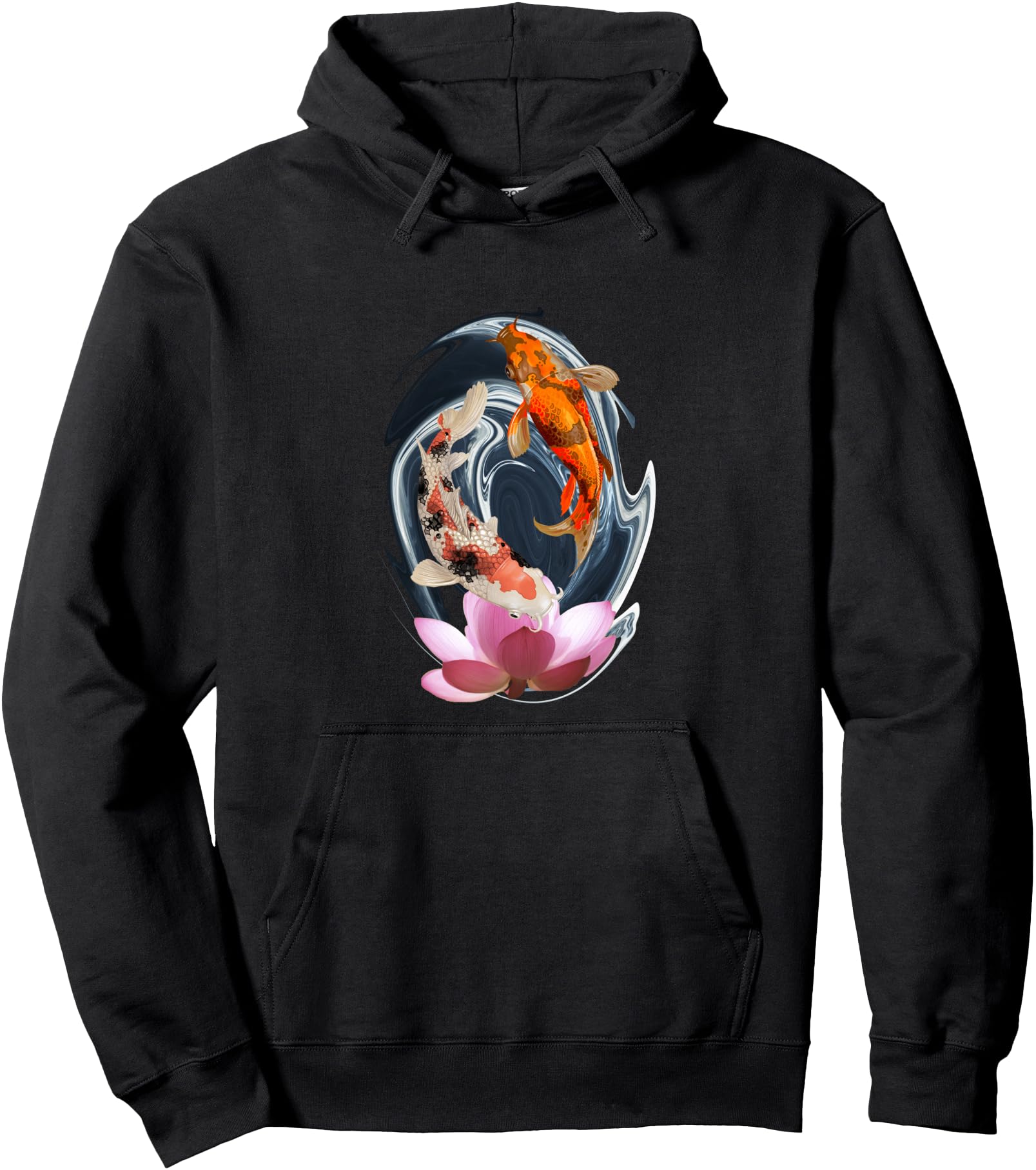 Lotus Leaf Koi Japanese Art Lotus Flower Pullover Hoodie