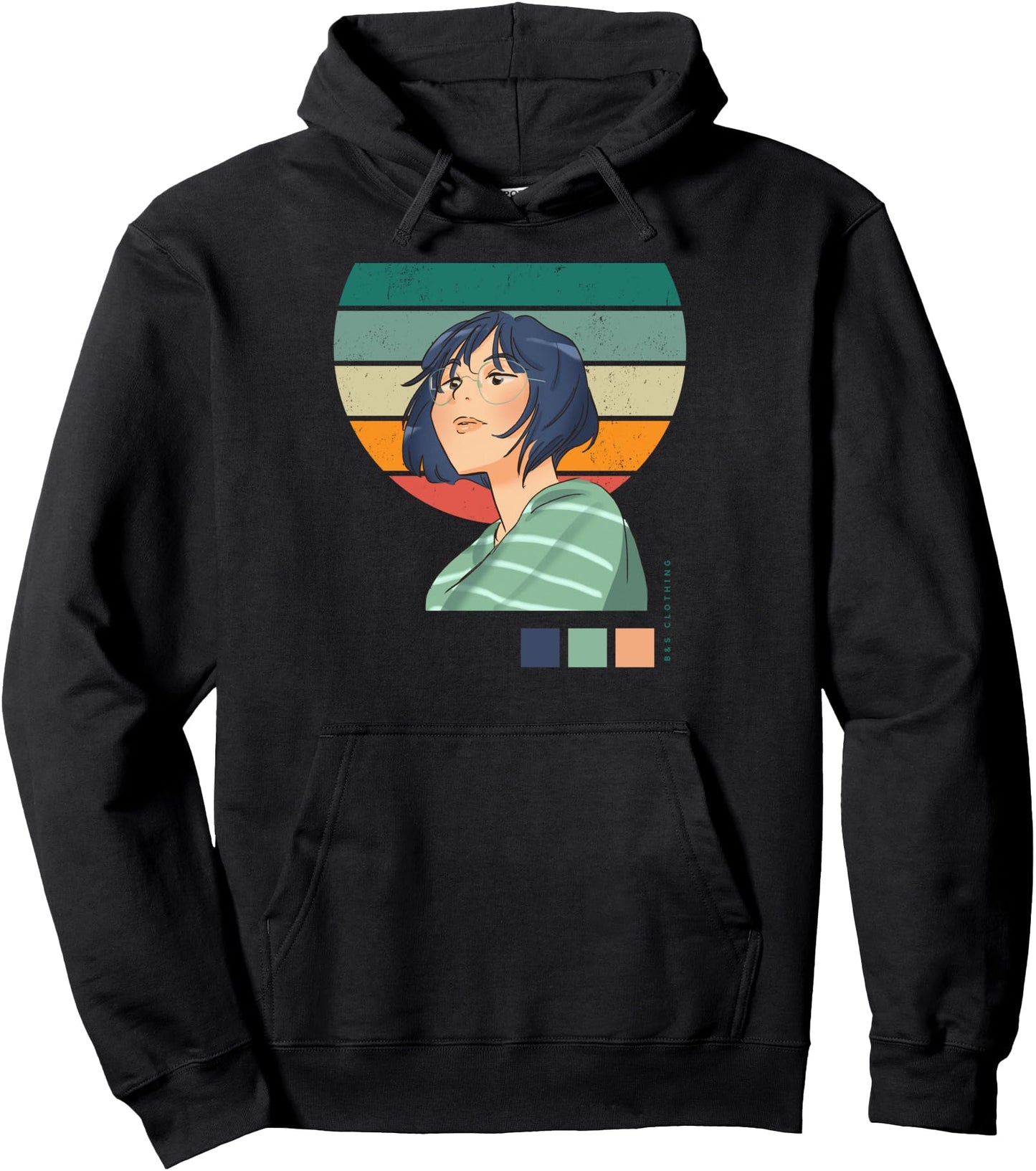 Blue Haired Anime Girl Pullover Hoodie