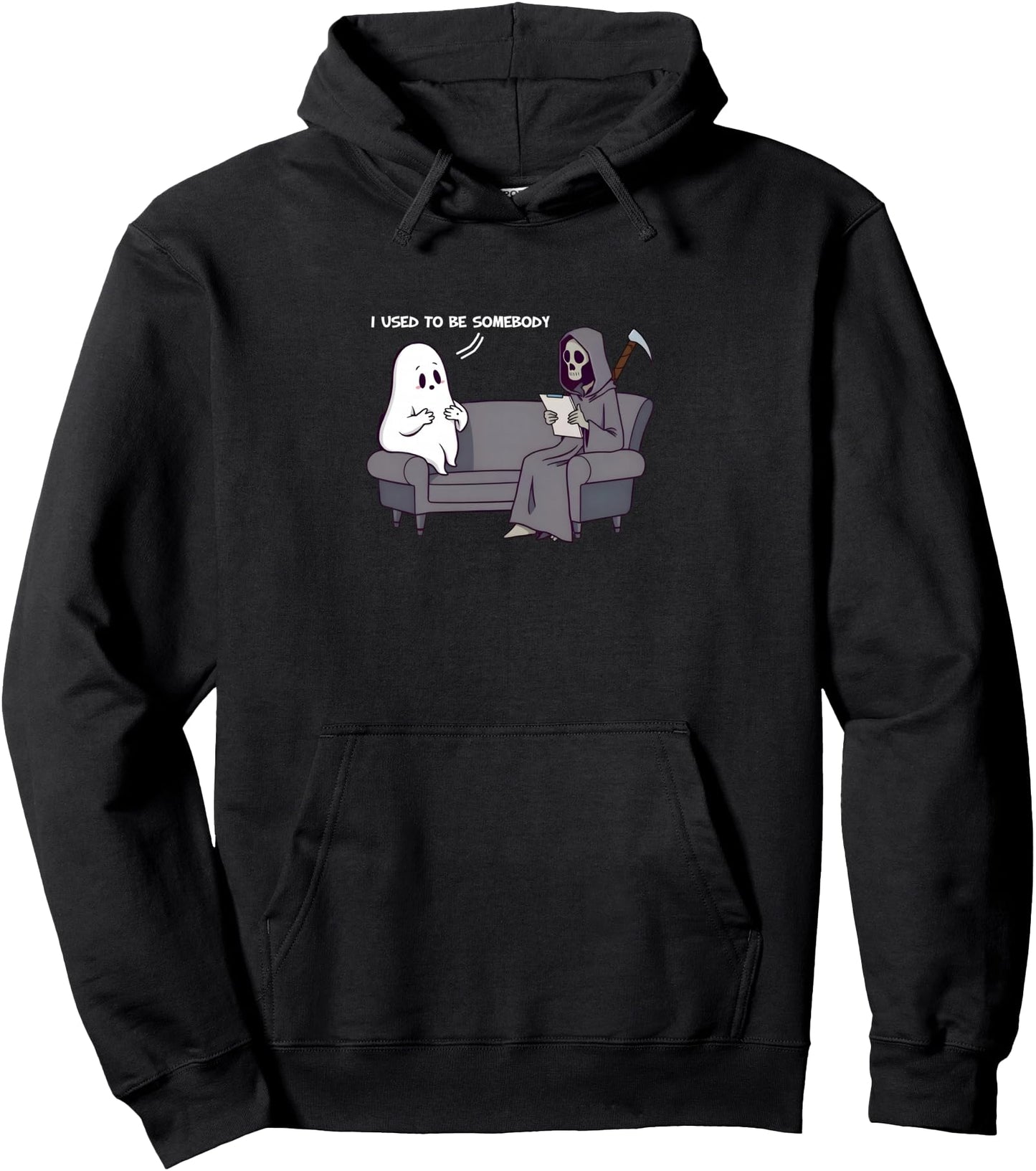 Halloween I Used To Be Somebody Tired Ghost GrimReaper Funny Pullover Hoodie