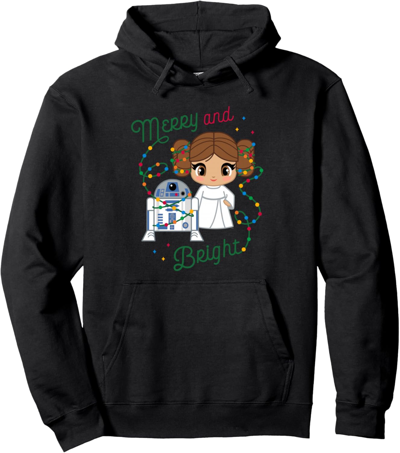Star Wars Princess Leia R2-D2 Cute Christmas Merry & Bright Pullover Hoodie
