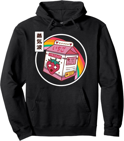 Strawberry Milk Japan Style Pastel Otaku Anime Vaporwave Pullover Hoodie