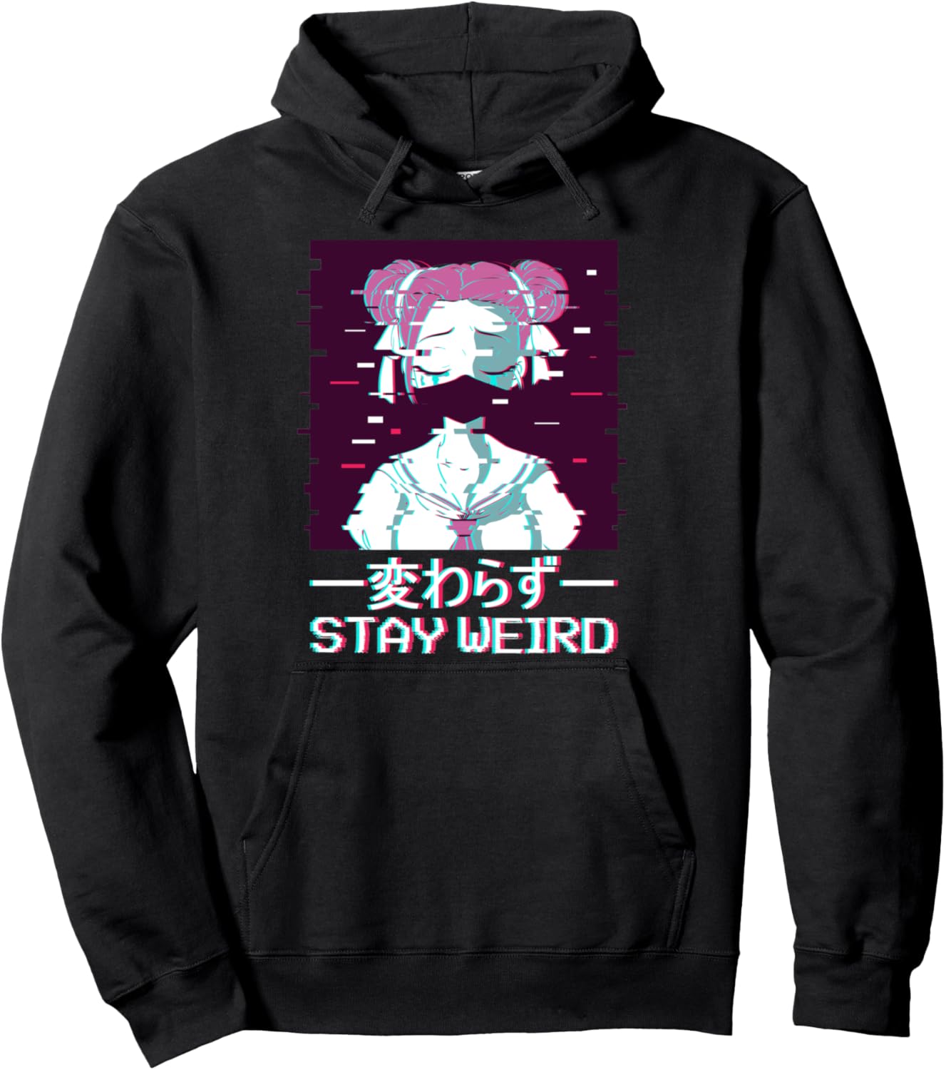 Stay Weird Geisha Japanese Vaporwave Aesthetic Anime Girl Pullover Hoodie