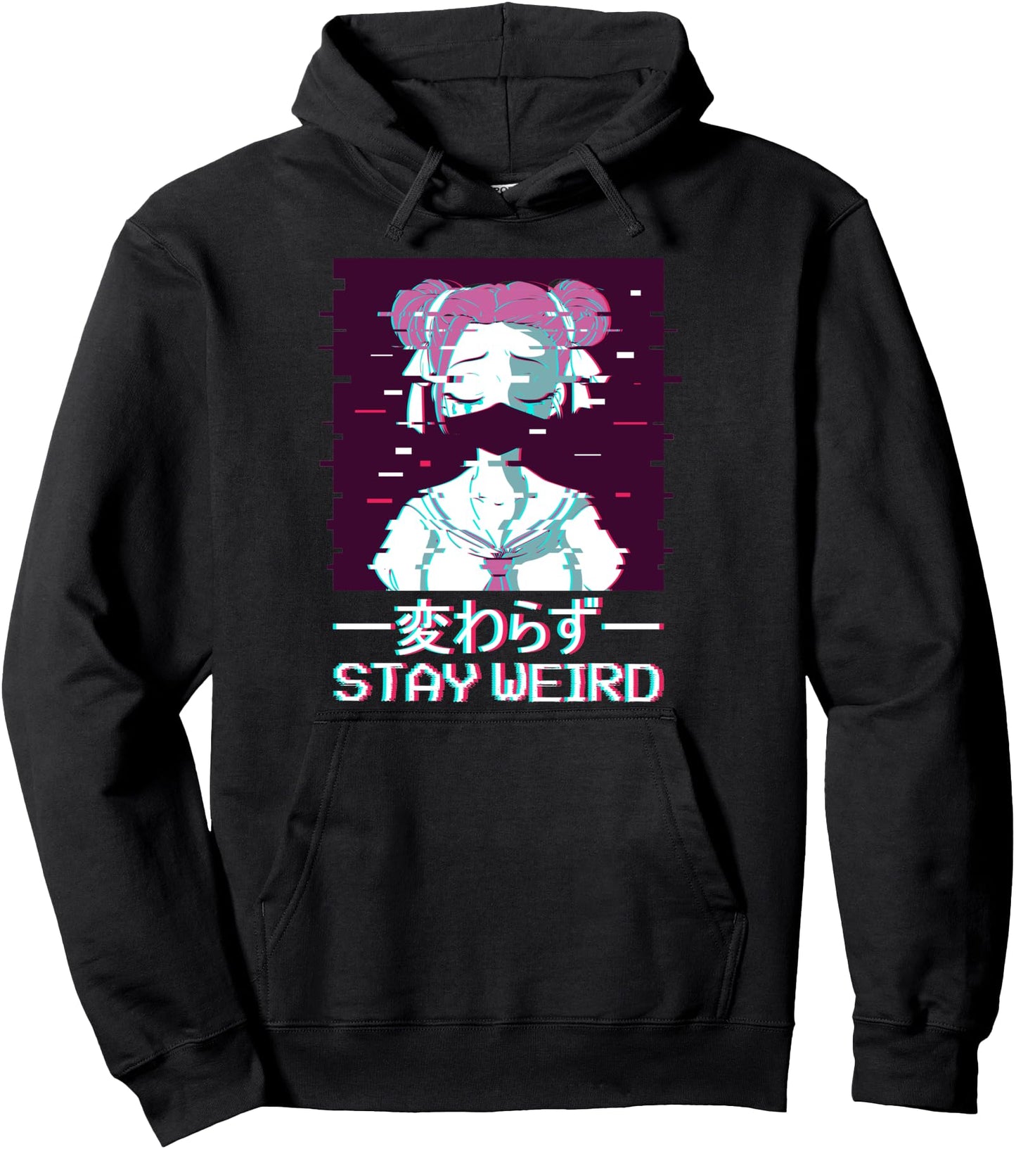 Stay Weird Geisha Japanese Vaporwave Aesthetic Anime Girl Pullover Hoodie