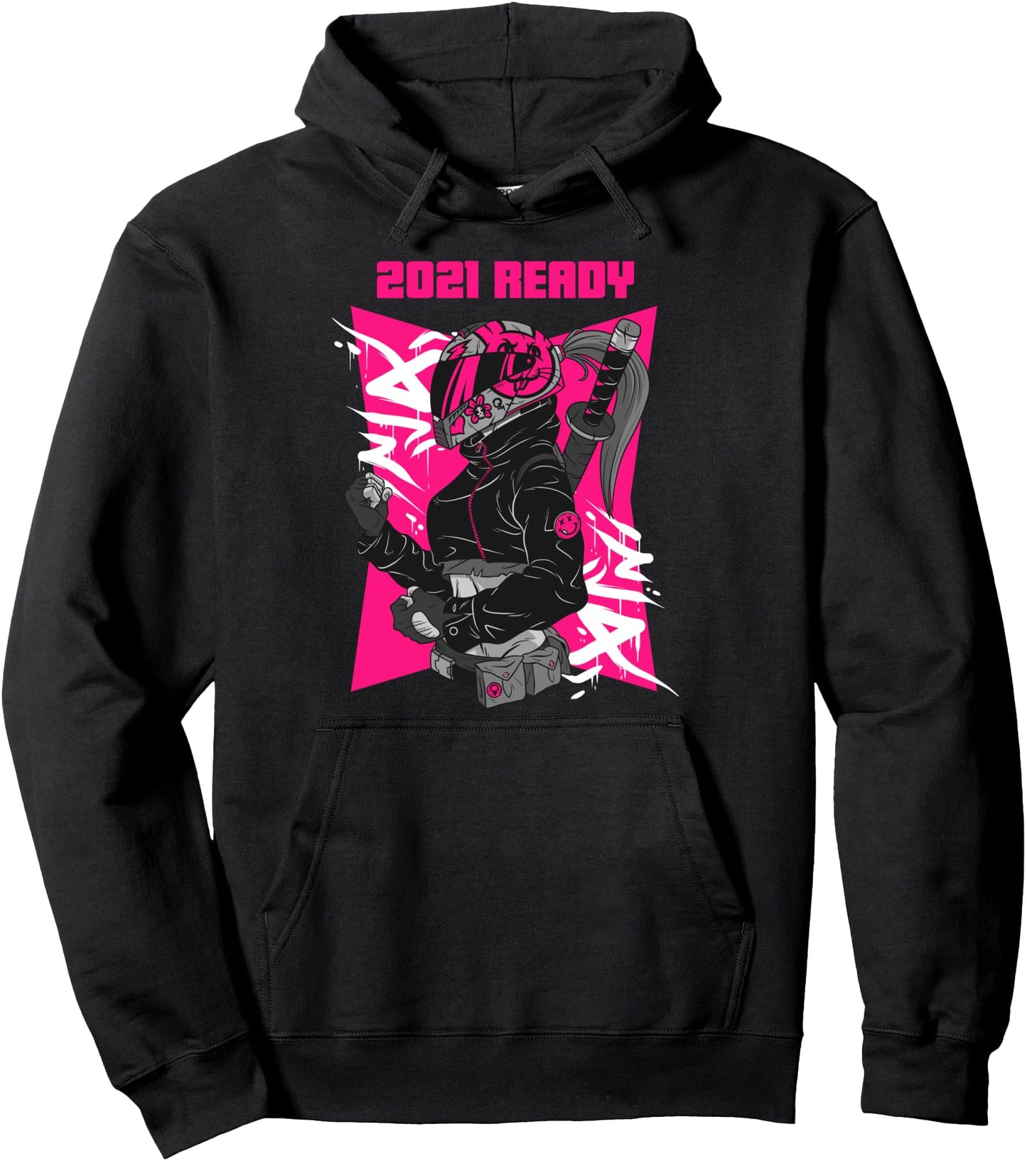 2021 Ready Anime New Year Motorcycle Helmet, Hot pink Pullover Hoodie