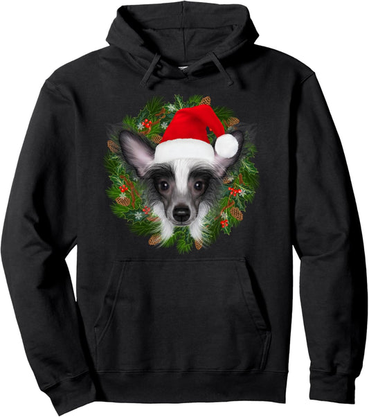 Chinese Crested Dog In Santa Merry Christmas Funny Dogs Xmas Pullover Hoodie
